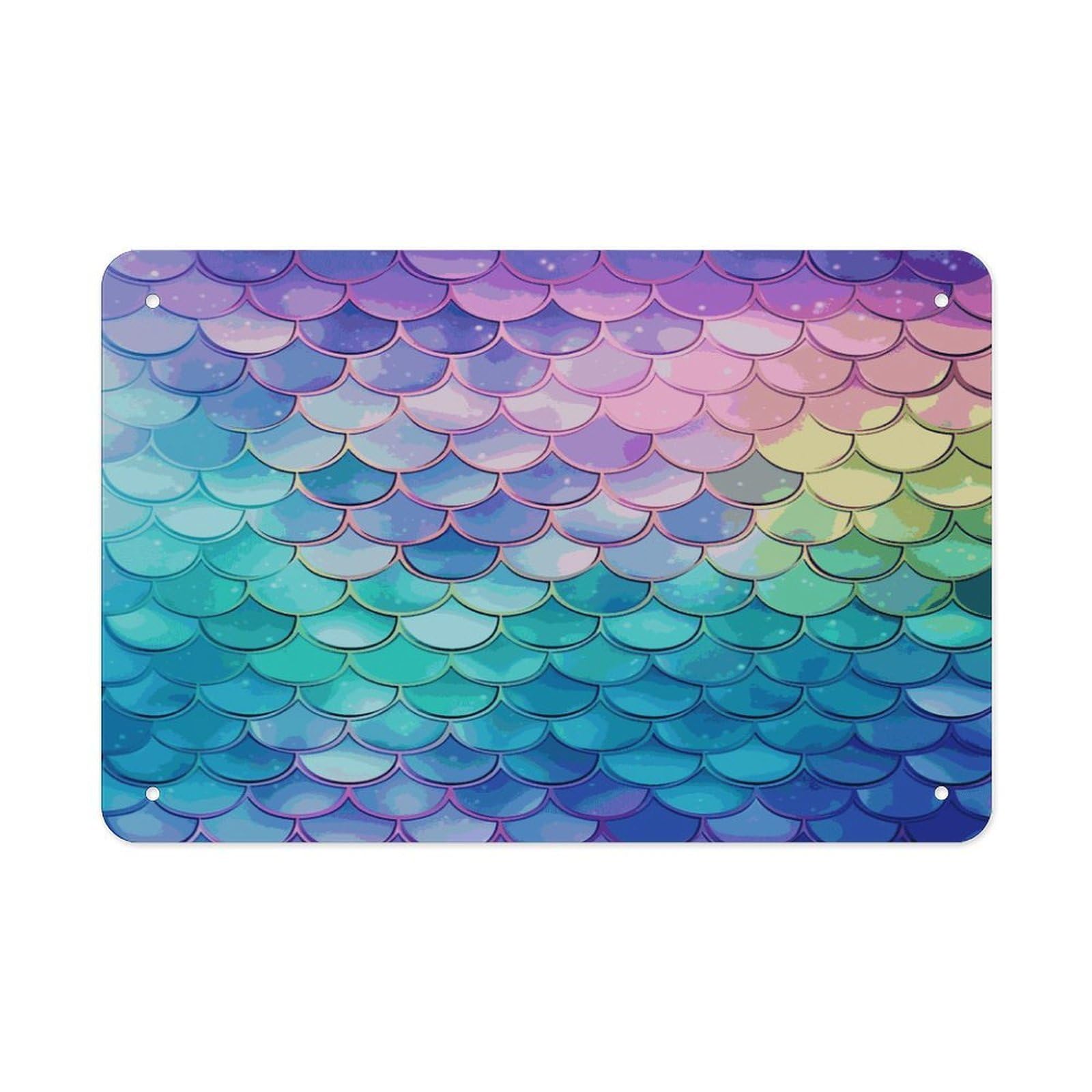 Dreamy Gradient Mermaid Scales Wall Art Metal Signs Tin Sign