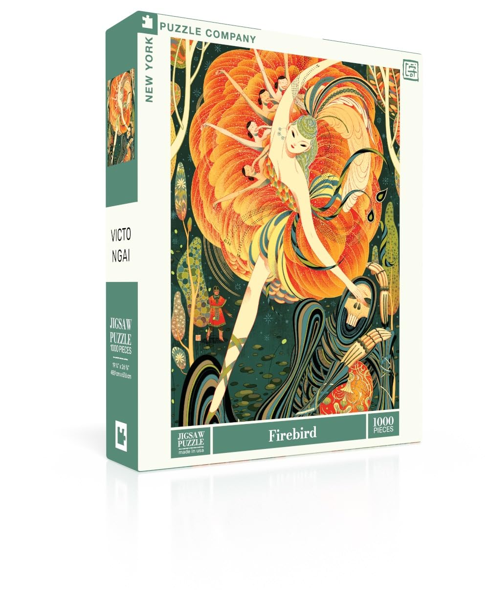 New York Puzzle Company - Victo Ngai Firebird - 1000 Piece Jigsaw Puzzle for Family Game Nights by Victo Ngai - Image 3
