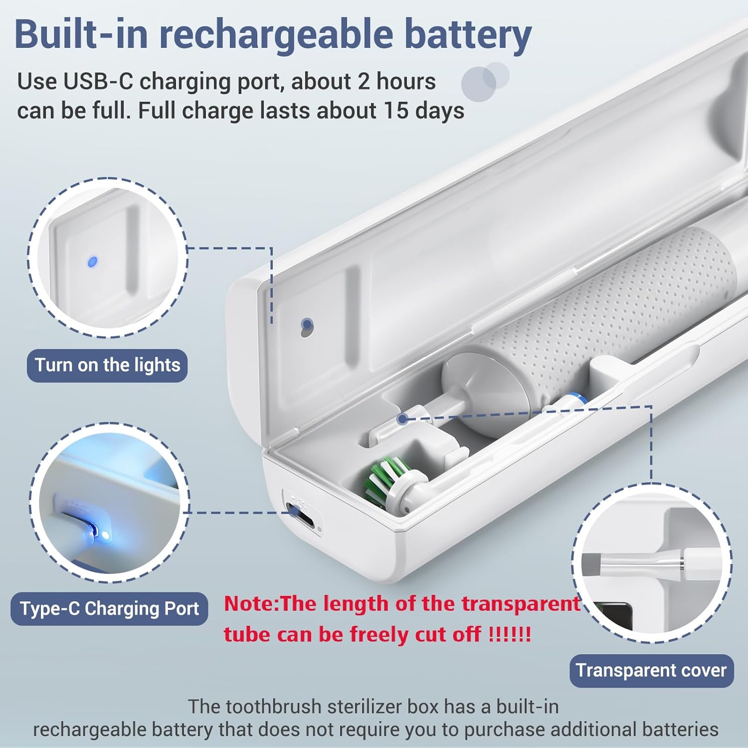 Portable Electric Toothbrush Case, Rechargeable Travel Home Toothbrush Cleaner Case Fits for Oral-B/Oral-B Pro/Philips Sonicare etc Most Electric Toothbrush and Minority Manual Toothbrushes (White) - Image 4