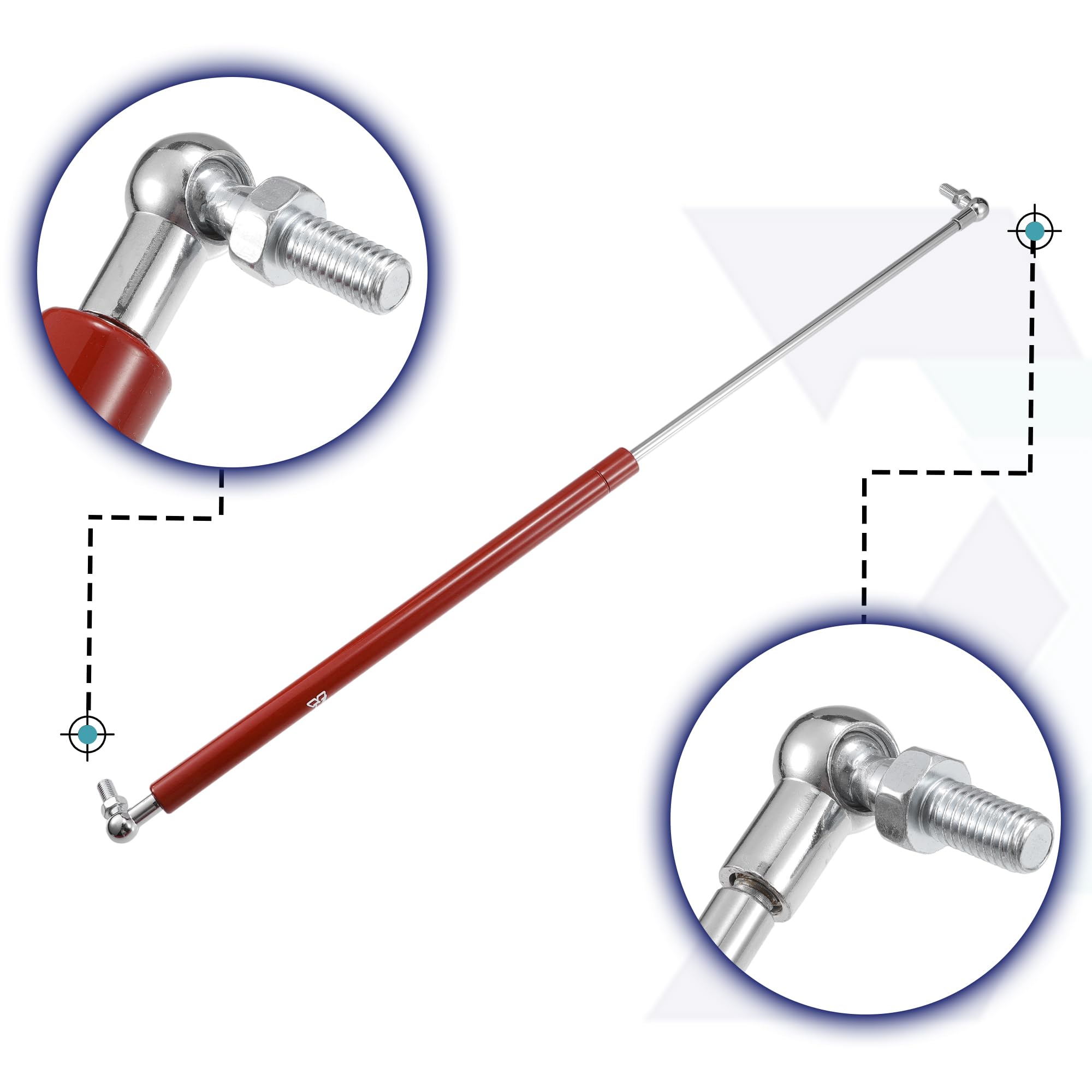 X AUTOHAUX 2 Pièces 25 Pouces 67 Lb/298N Vérins À Gaz De Soutien De Levage Rouge Avec Clé Universelle Pour Camping-Car, Voiture, Camion, Bateau