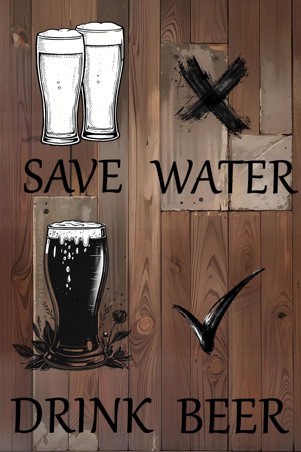 peiyeety Metal Tin Sign Save Water Drink Beer Funny Decorative Wall Art Plaque For Home Bar Kitchen Living Room Bedroom Patio Garage Man Cave Decor 8x12 Inch