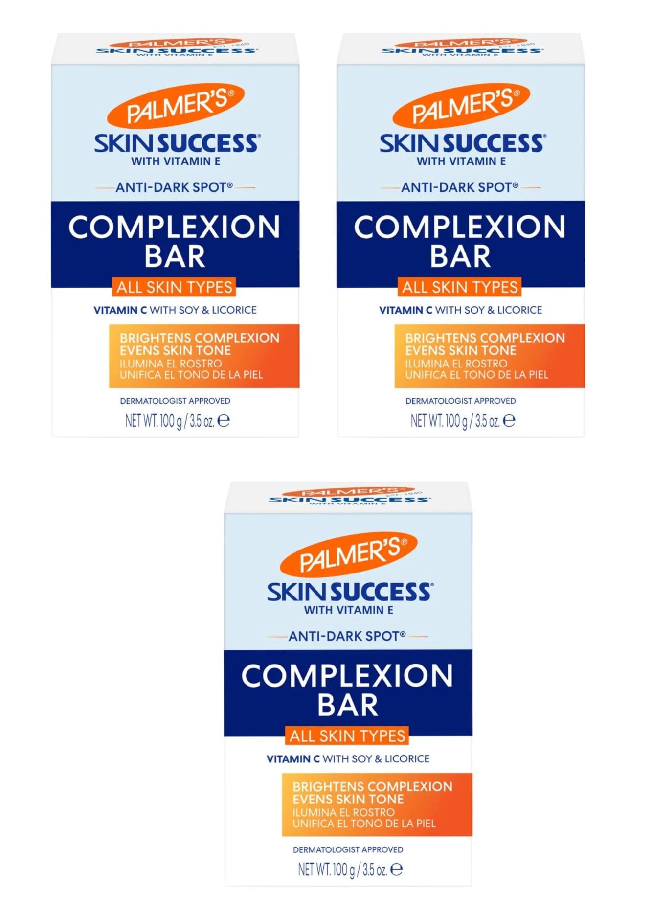 Skin Success Anti-Dark Spot Complexion Bar by Palmers for Unisex - 3.5 oz Cleanser - (Pack of 3)