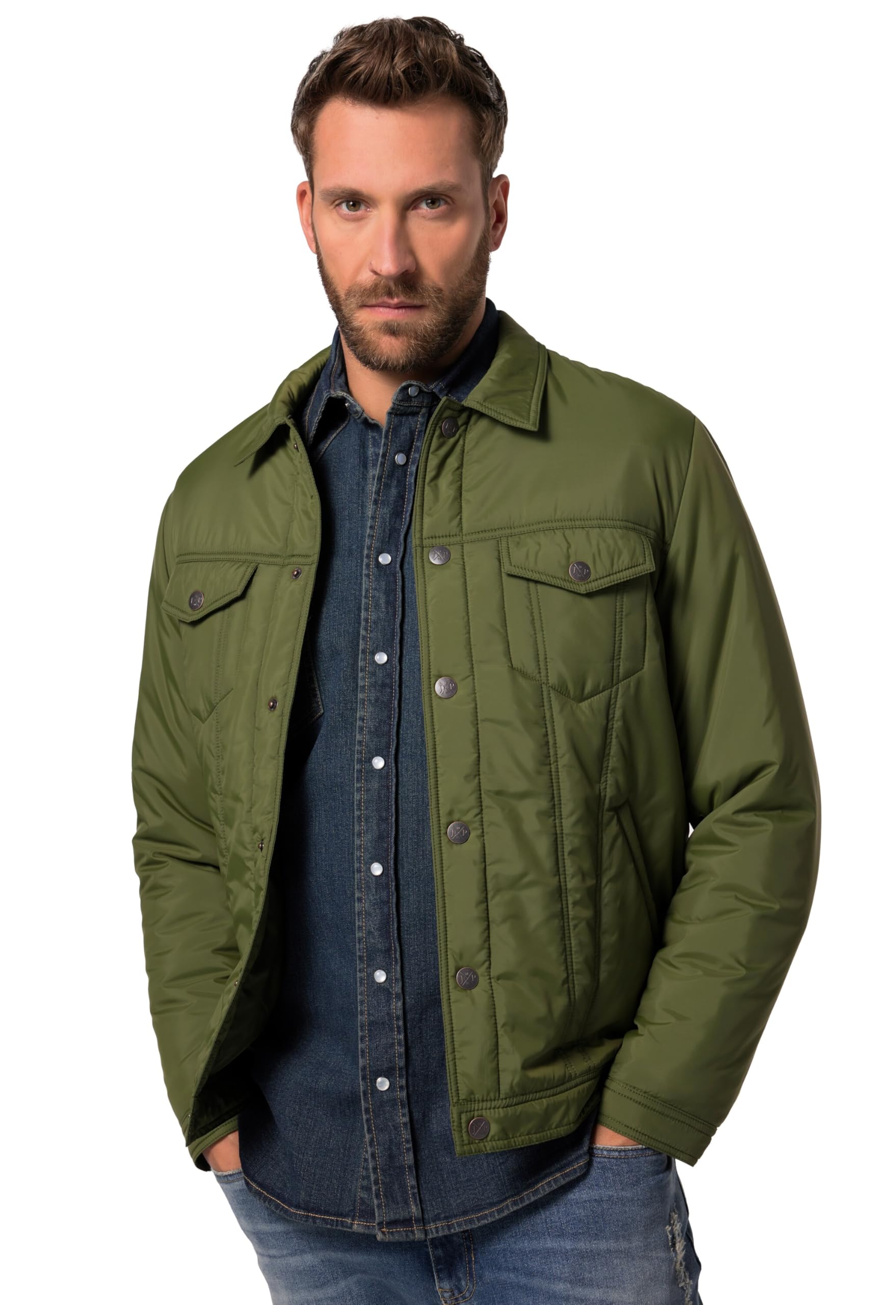 JP 1880 Herren große Größen Übergrößen Menswear L-8XL Trucker-Jacke, Druckknöpfe, viele Taschen 831252