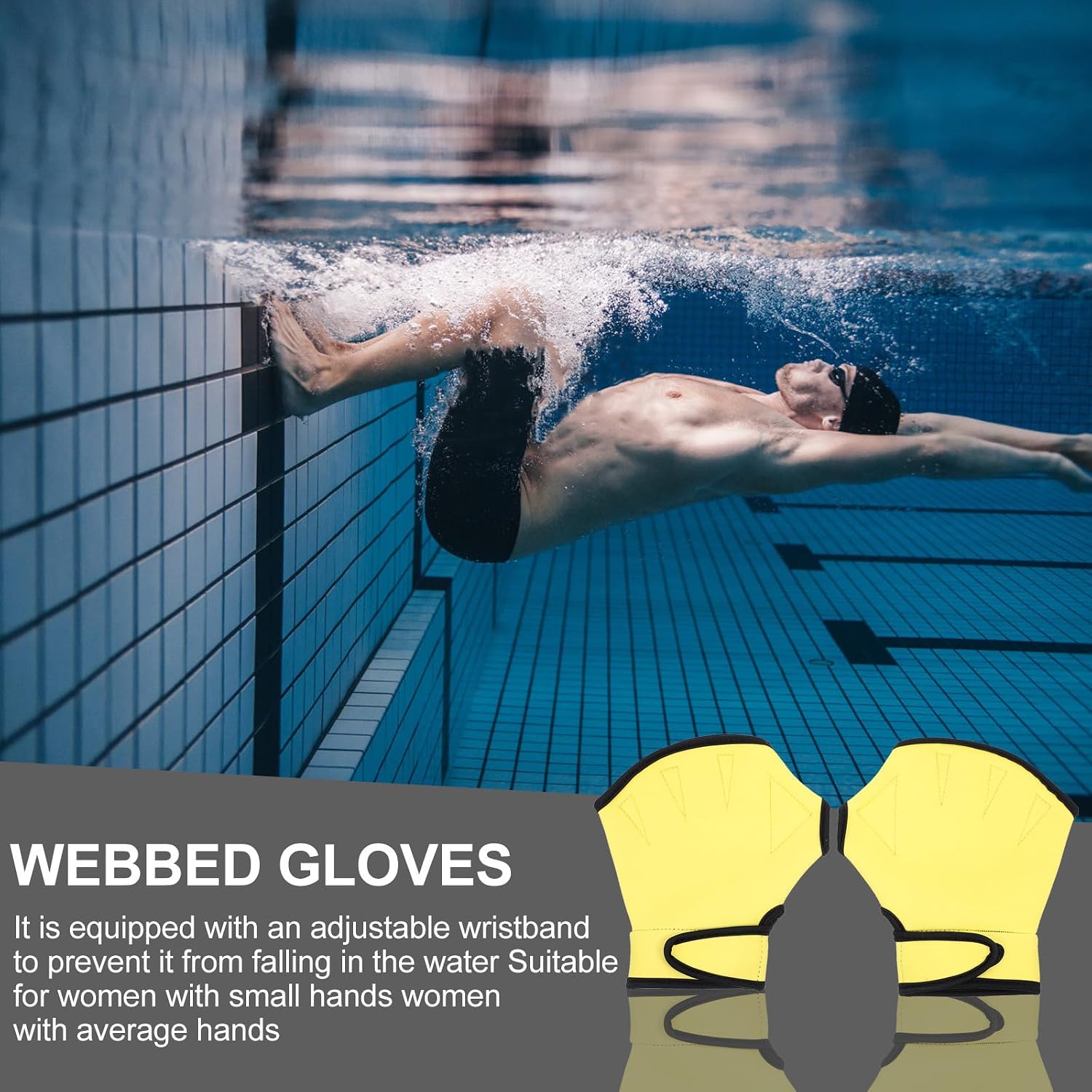 Swimming Training Mitten Webbed Gloves Nylon Diving Gloves Water Resistance Pool Hand Cover for Adults Snorkeling Fitness Aquatic Sports