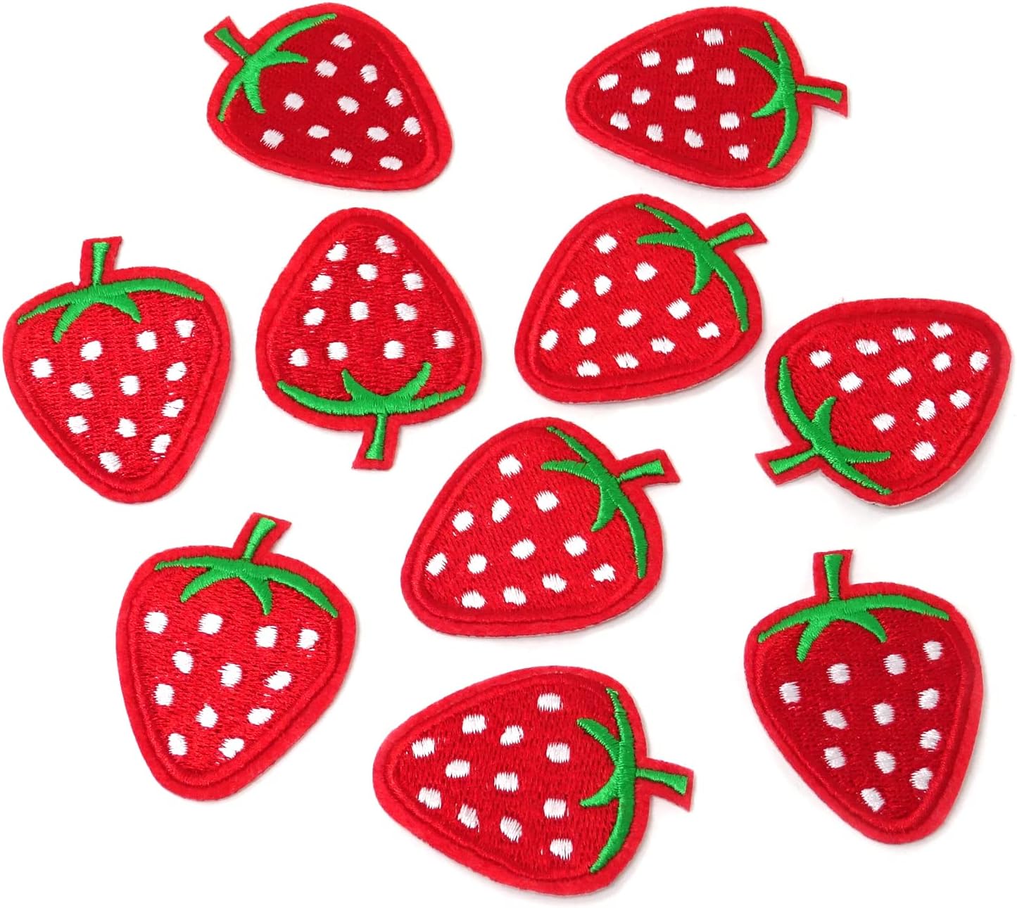 Honbay 10PCS Cute Red Strawberry Appliques Decorative Patches Embroidered DIY Sew on/Iron on Patches for Shirts, Coats, Jackets, Backpacks, Hats, Jeans
