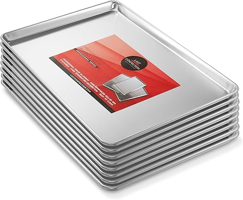 Last Confection Bandejas para hornear de grado comercial de 18 x 26 pulgadas, paquete de 8 bandejas de aluminio para galletas con borde completo