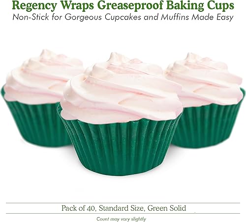 Vista 132 de Regency Wraps Vasos para hornear de grado profesional a prueba de grasa, paquete de 40 unidades, revestimientos estándar, lunares azul cobalto