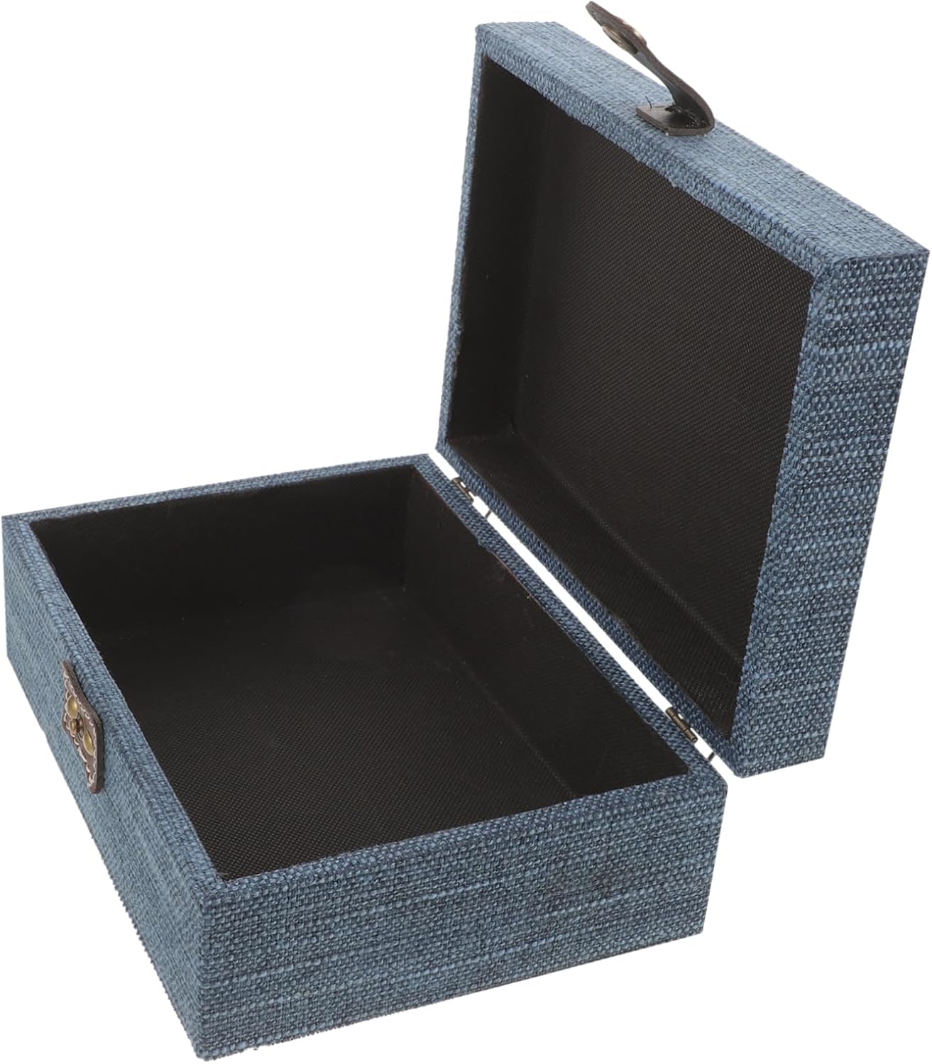 Vintage Jewelry Case Large Retro Trinket Box with Cloth and Wood Minimalist Earring Holder Organizer for Desktop Storage and Accessory Display