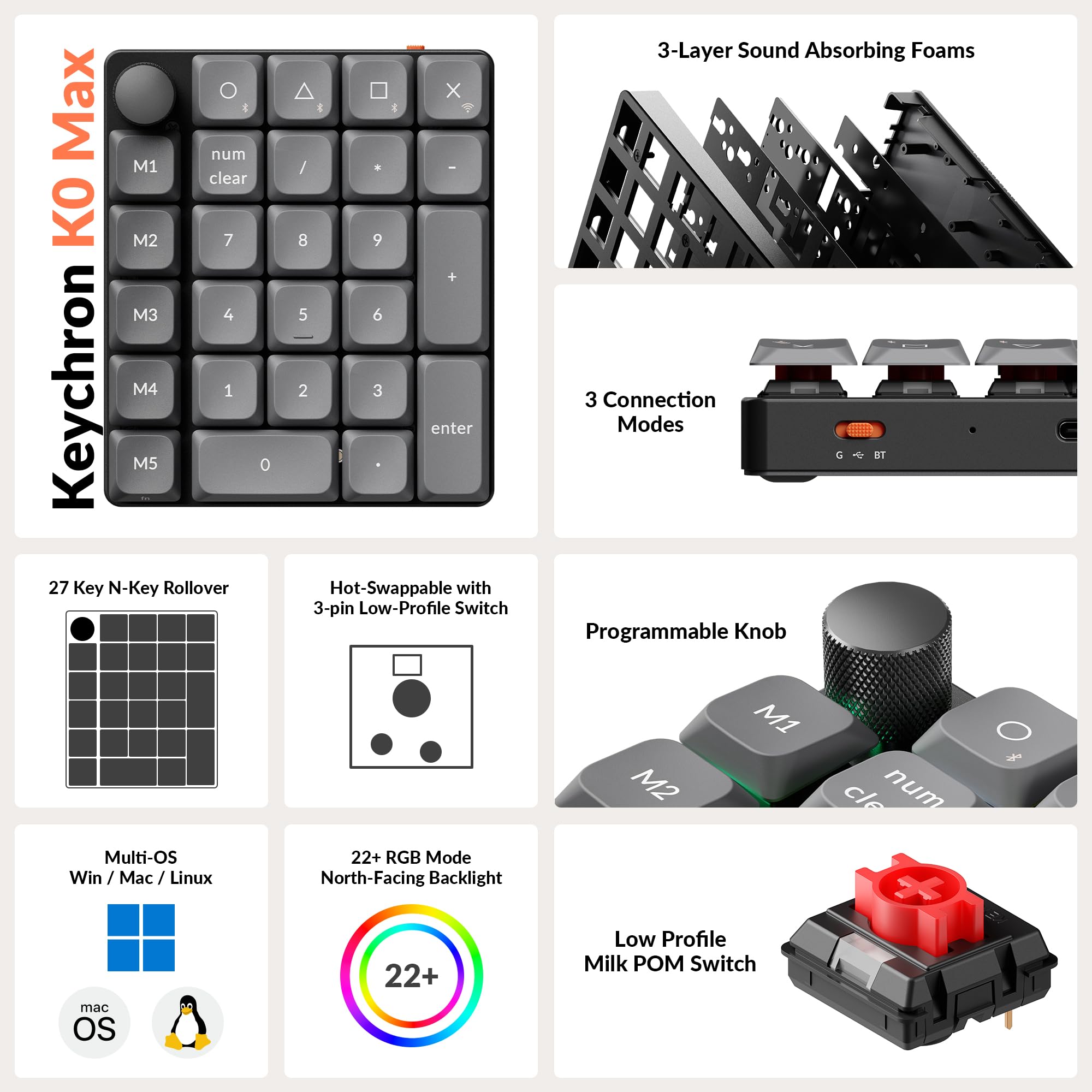 Keychron K0 Max テンキー Red Linearスイッチ Keychron K0 Max テンキー Red Linearスイッチ Keychron K0 Max