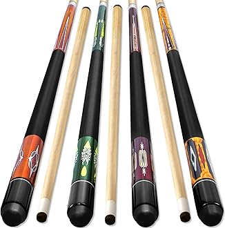 Kmise Pool Cue Stick, 58'' Snooker Play Cue Professional Billiard Sticks 18,19,20,21,22 Oz 2-Piece for Pool Table Sports (Yellow, Maple Wood)