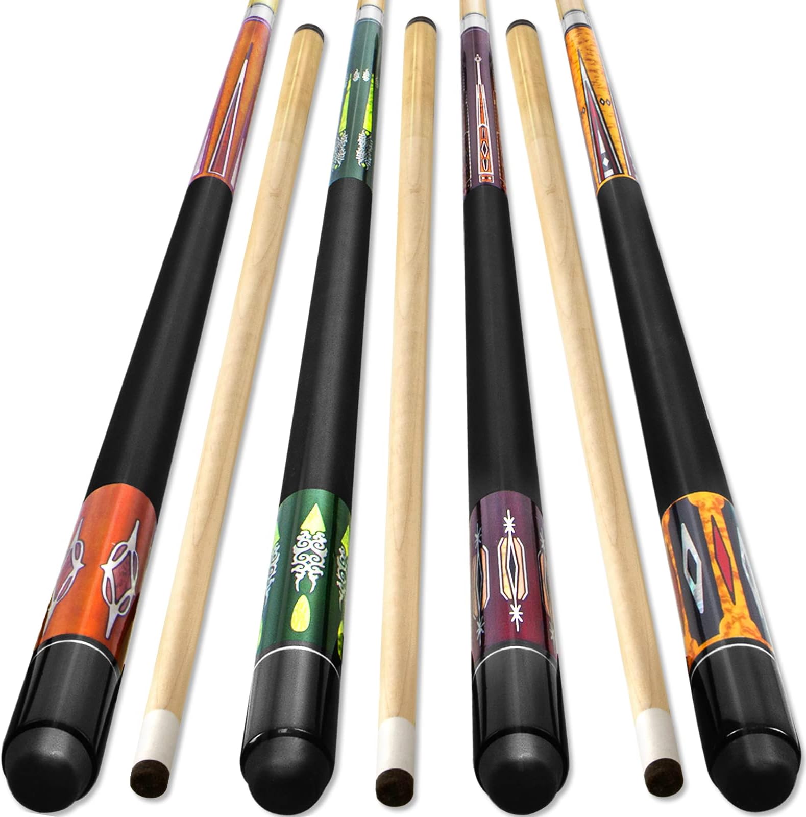 Kmise Pool Cue Stick, 58'' Snooker Play Cue Professional Billiard Sticks 18,19,20,21,22 Oz 2-Piece for Pool Table Sports (Yellow, Maple Wood)