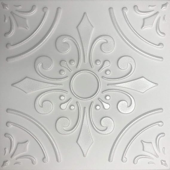 Decorative Foam Ceiling Tile - Harmony Design - 3D White Styrofoam Ceiling Tiles - ~20x20x0.40 (8)