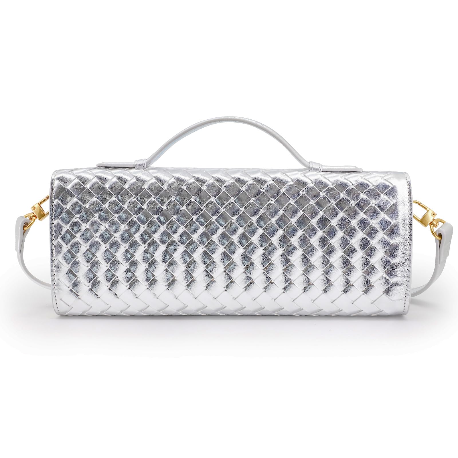 Borsetta intrecciata da donna, pochette da sera, in pelle, borsa a tracolla intrecciata a mano con tracolla