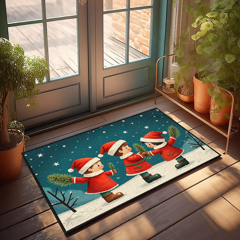 Tapis de bain Noël imperméable et antidérapant pour éviter les glissades sur sol humide