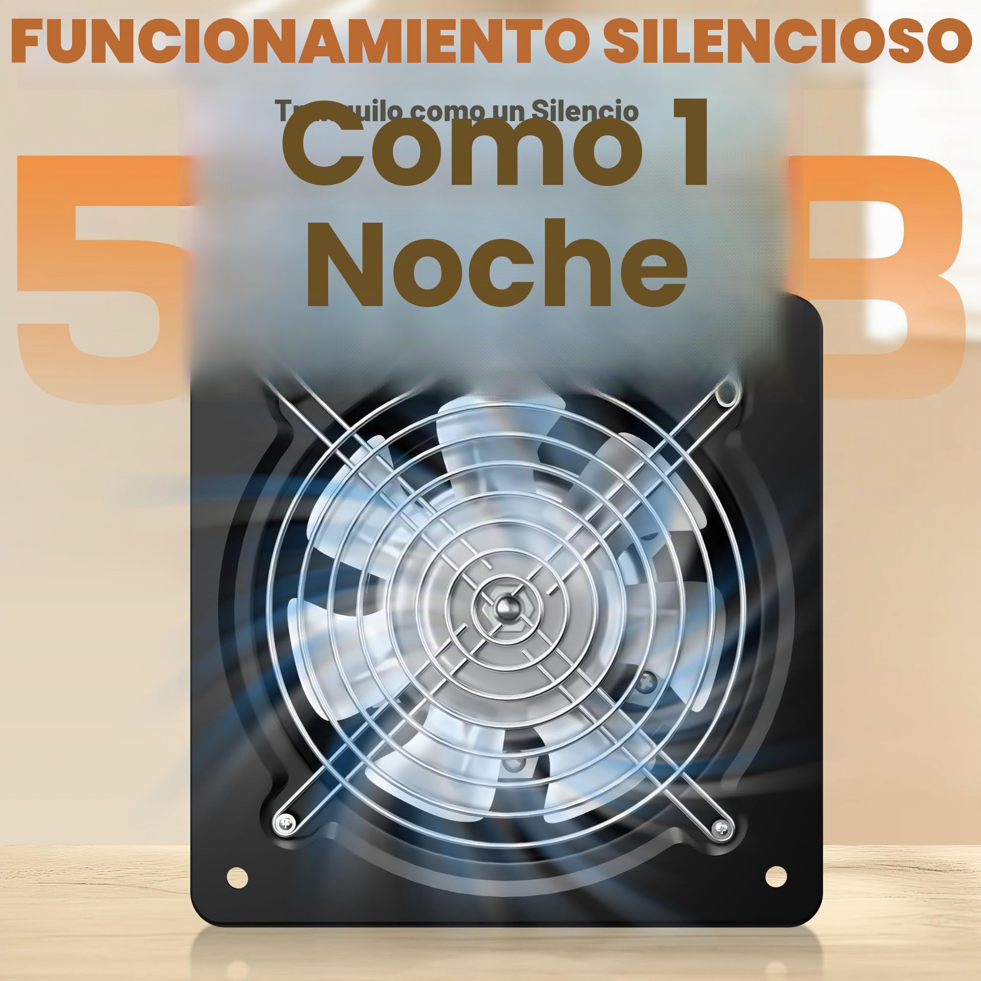 250mm Extractor Industrial de Alta Potencia 1680m³/h Silencioso con Válvula Antirretorno, Extractor de Aire para Baño, Cocina y Garaje, Negro