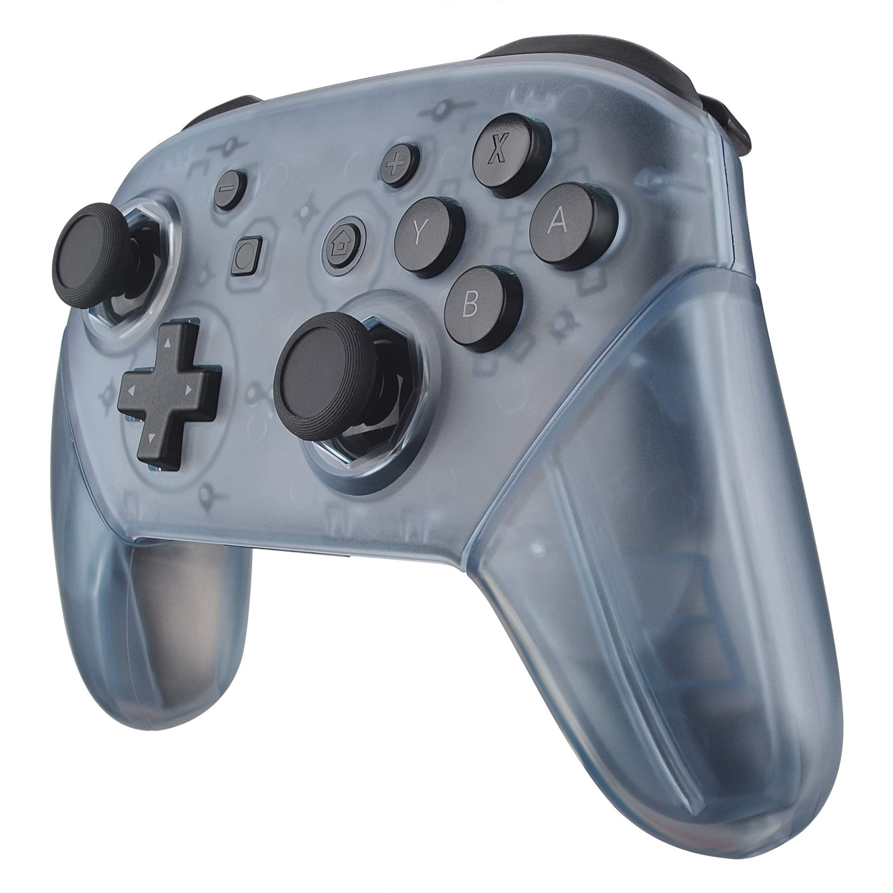 eXtremeRate Coque de Remplacement pour Nintendo Switch Pro Manette, Coque Avant avec Trou de Joystick Octagonal, Etui Arrière avec Poignées Grips pour Manette Switch Pro Bleu Glacier