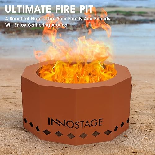 Miniatura 7 de Fogata sin humo de 24 pulgadas para uso al aire libre, hoguera grande de pellets de madera para 4-6 personas