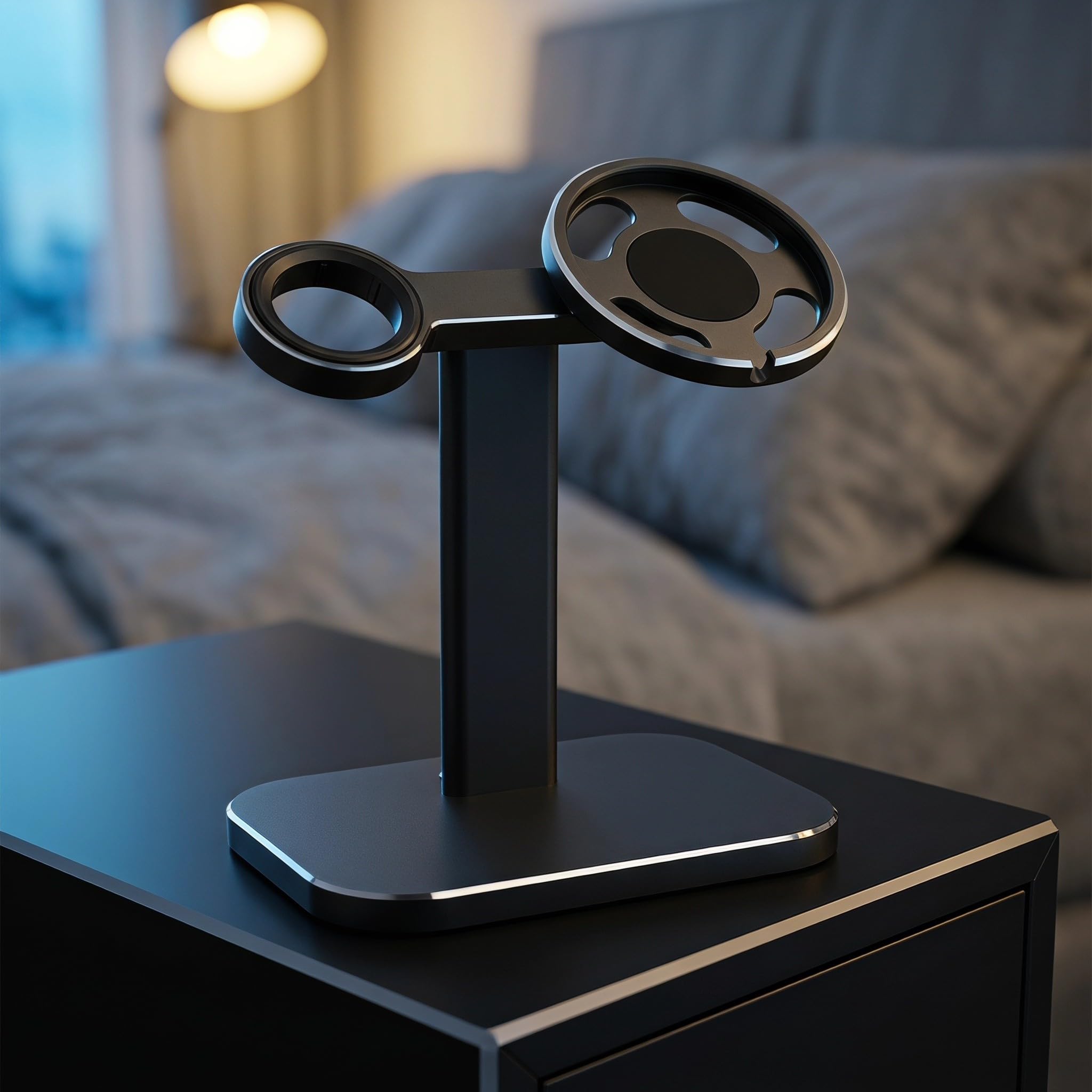 Soporte de Carga Inalámbrico para Teléfono y Reloj de Aluminio Negro