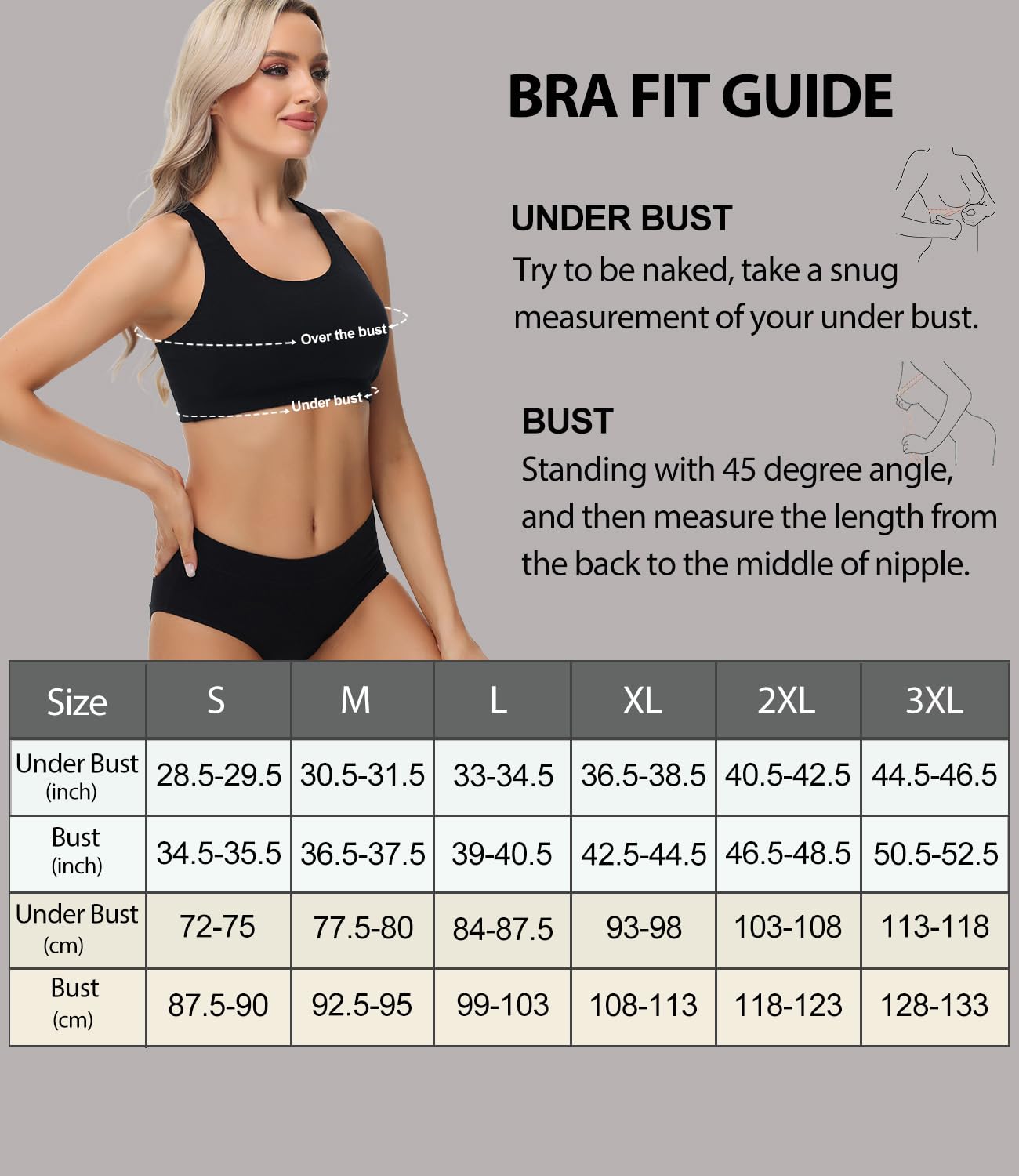 wirarpa Bustier Damen Baumwolle Ohne Bügel T-Rücken Bra Ohne Gepolstert Top Leichte Stützung 3er Pack
