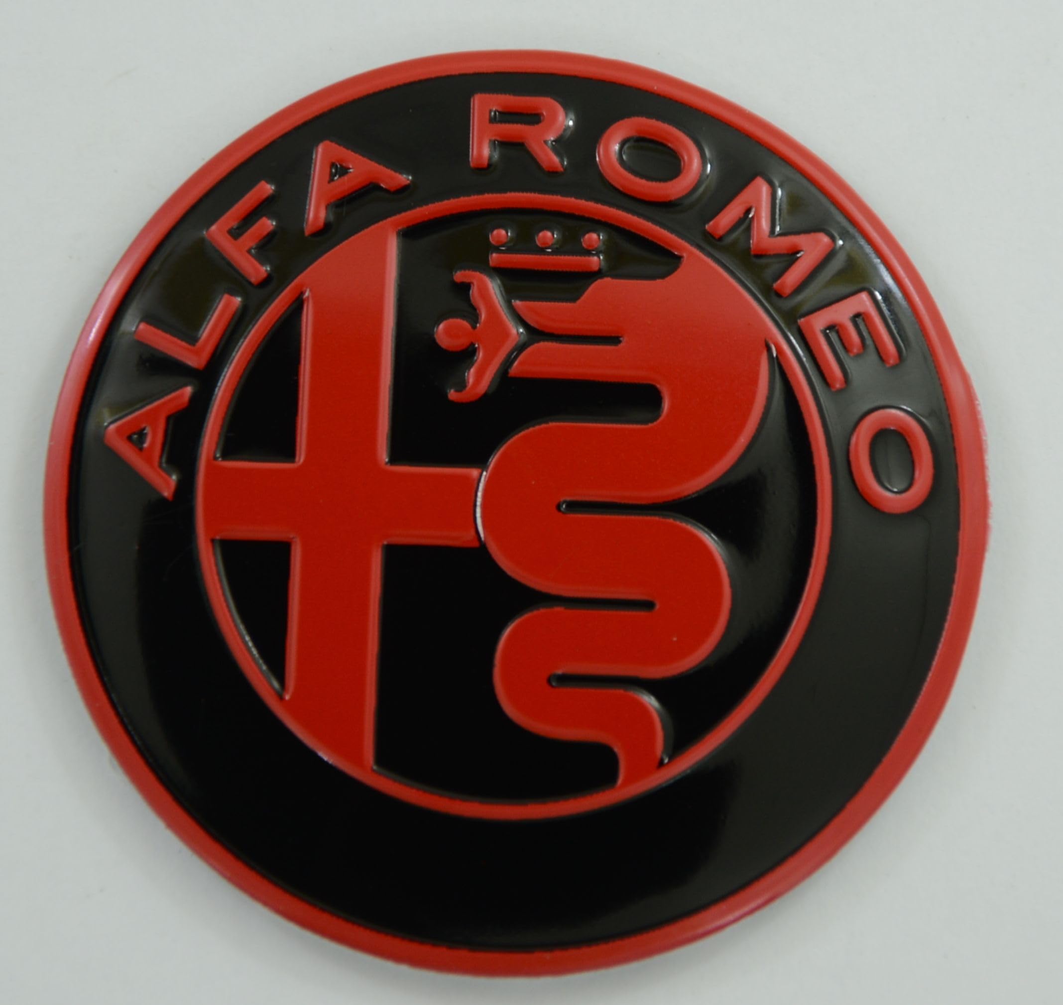 Logo per Volante Sterzo FREGIO Stemma Compatibile con Alfa Romeo Auto MY 2016 Rosso Nero Logo 40mm Giulietta, Mito, 147, 159, 156, 4c, Brera