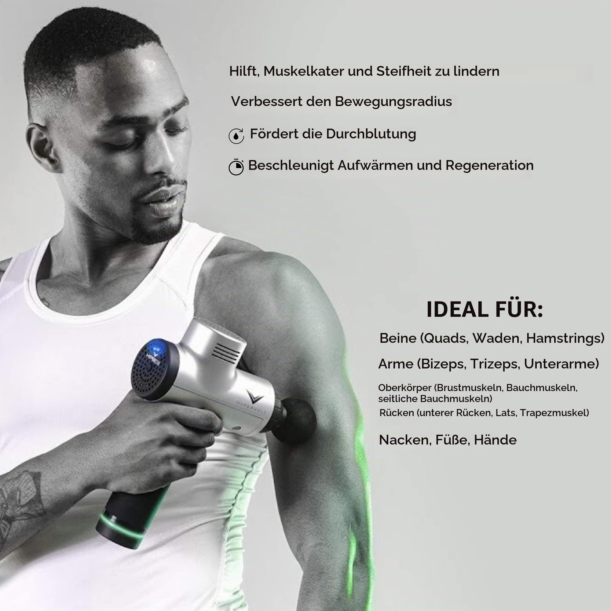 Hyperice hypervolt, mit ruhigen Glide - Hand Percussion Massage-gerät | 3 geschwindigkeitsstufen, 5 auswechselbare steckköpfe