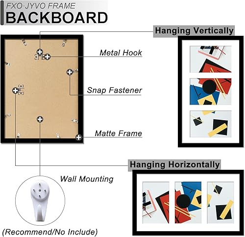 Miniatura 6 de Fxojyvo Juego de marcos para collage de fotos de 4 x 6, 6 unidades, para exhibir 3 collages de fotos de 4 x 6 o 8 x 14 sin marco, marco ligero y