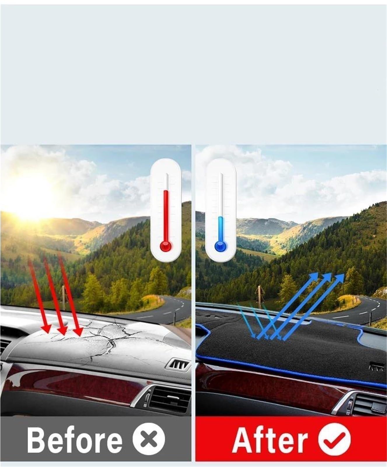 Tappetino Antiscivolo Parasole Per Cruscotto Auto Per Suzuki Per Vitara LY 2015 2016 2017 2018 2019 2020 2021 2022(Nero,LHD)
