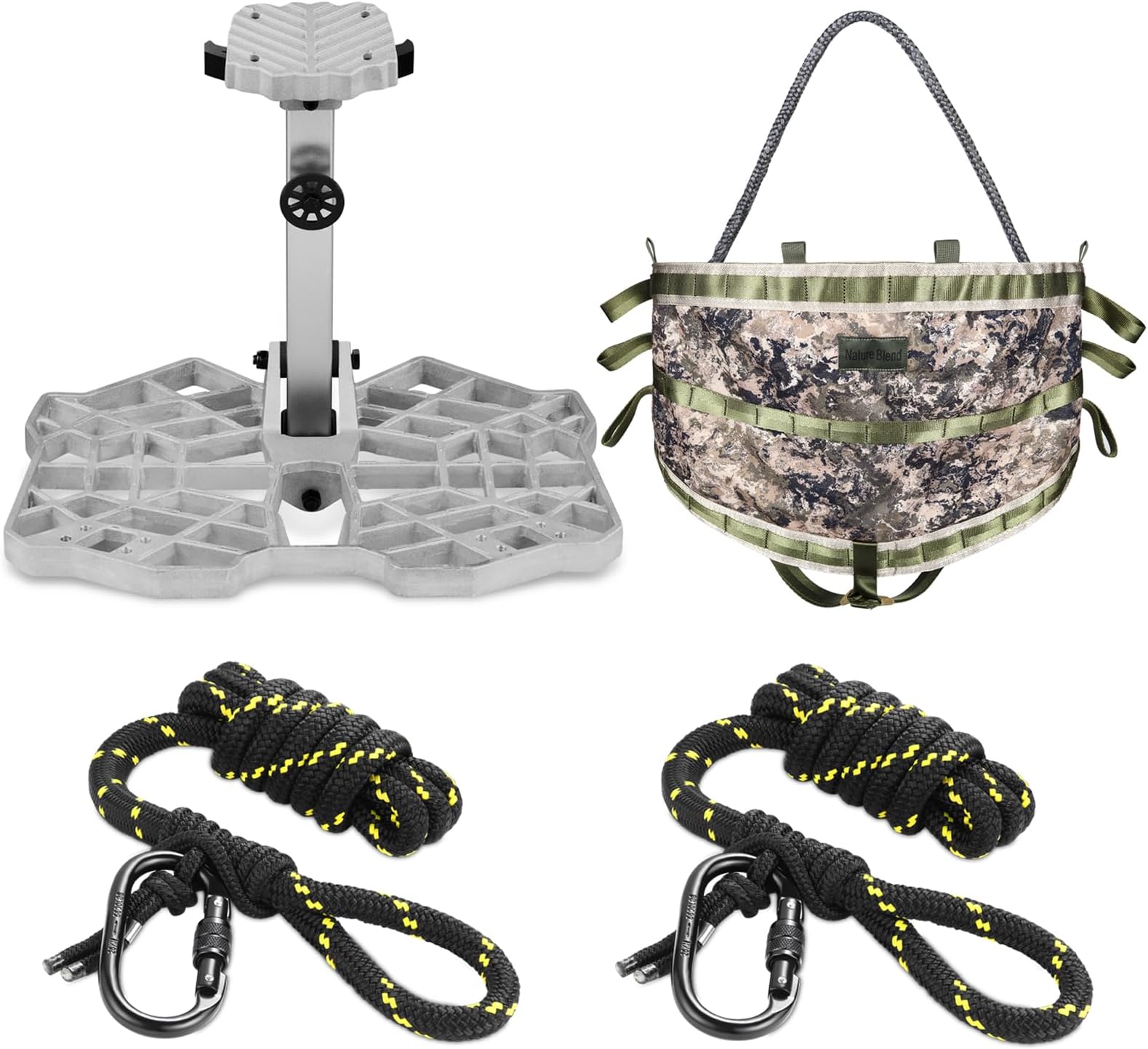 UIIHUNT Complete Tree Saddle Hunting System Kit – Includes 16"x12" Aluminum Saddle Hunting Platform, Gen1 Hunting Saddle, Bridge, Tether & Lineman's Rope for Saddle Hunting