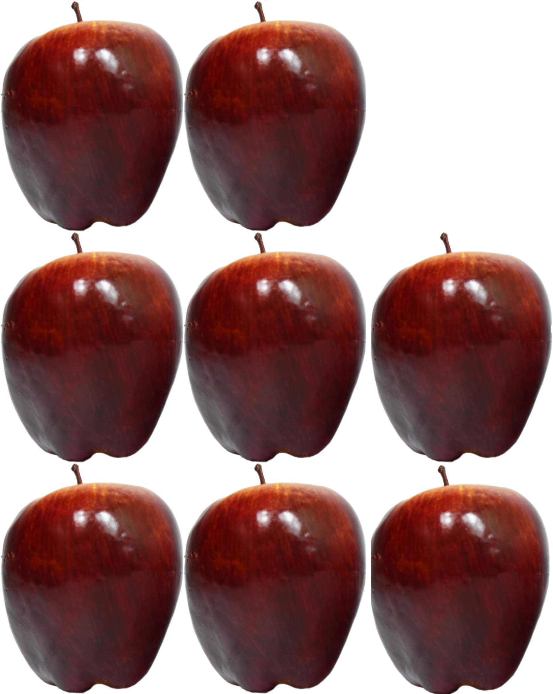 Set of 8 Dark Red Apples - Decorative Life Size Fruit - Great for Decorating your Home, Creating a Store Display, and Photo Props - Realistically Colored and Sized Fruit (Dark Red Apples)