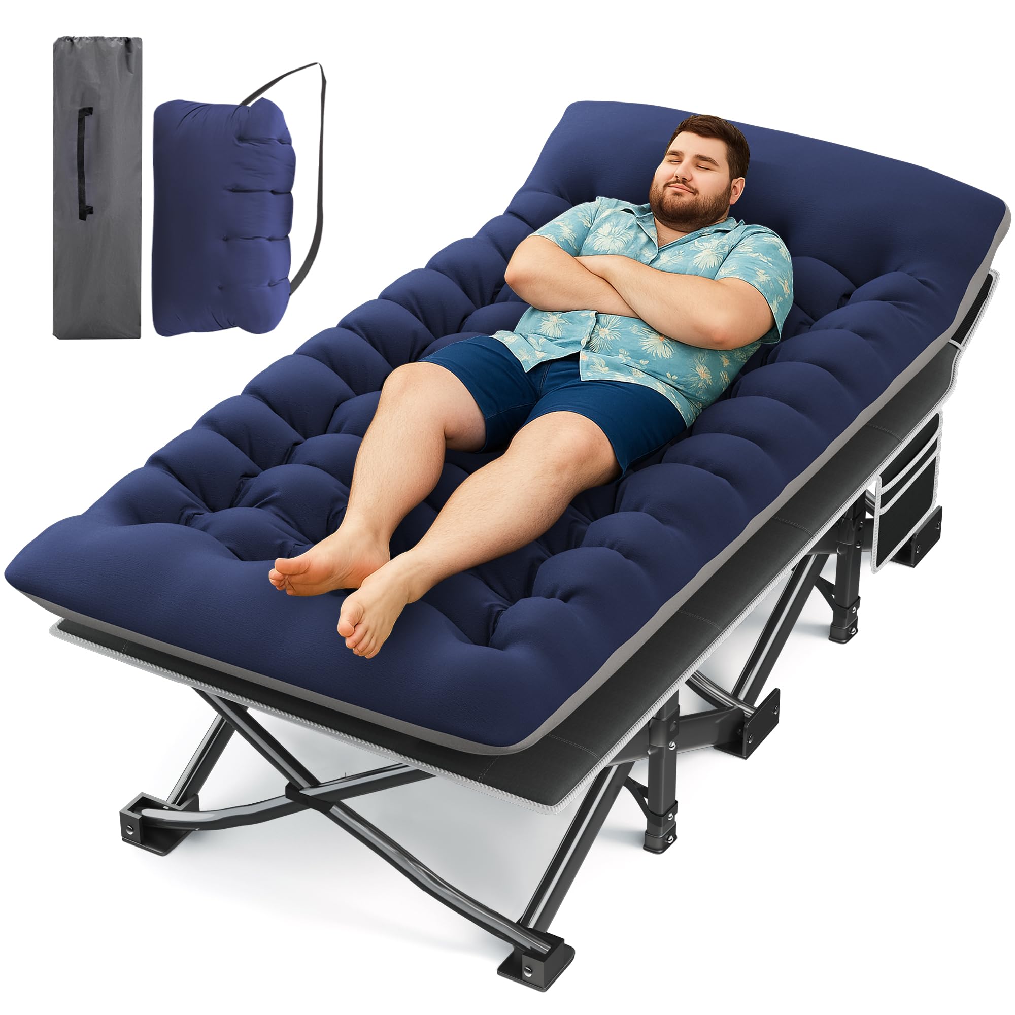 HABUTWAY Camping Cot with Mattress, 32" Extra Wide Camping Cots for Adults, Sleeping Cot for Adults Holds Up to 600LBS, Cots for Sleeping, Camp, Rv,