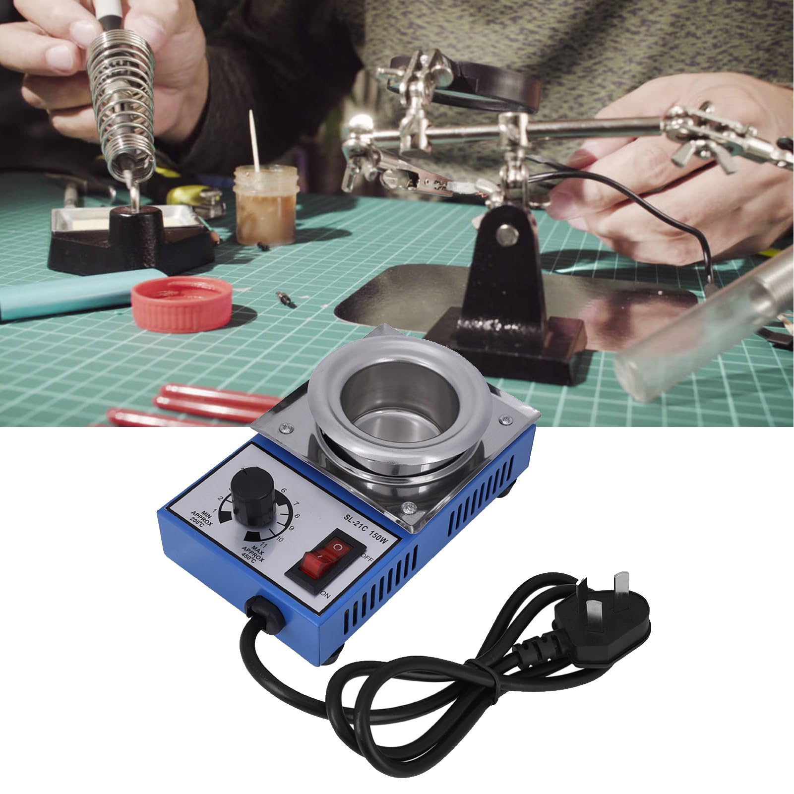 Crisol de Soldadura 220V 150W, ST-21C Horno de Soldadura de Redondo Ajuste de temperatura