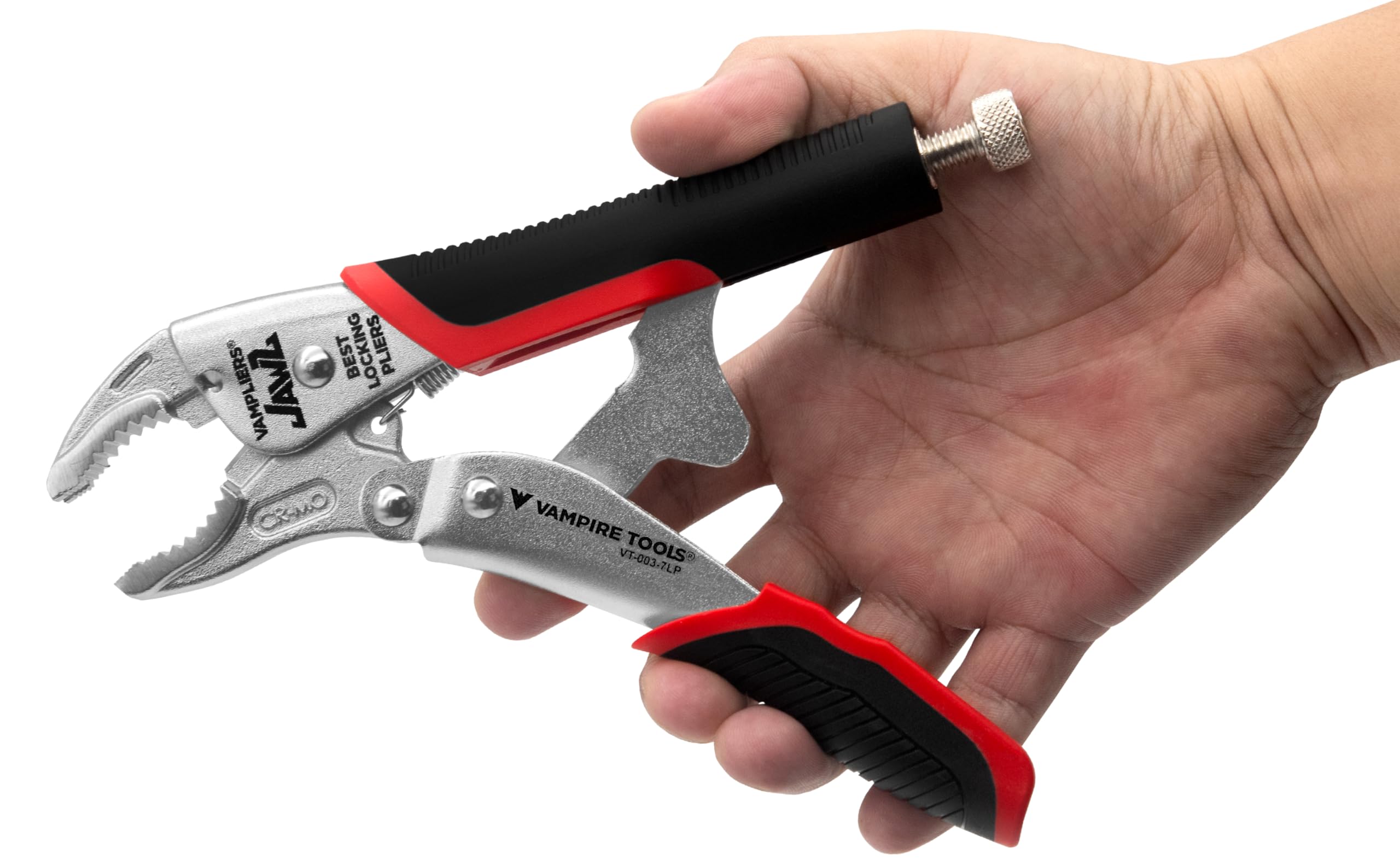 VAMPLIERS 7.5" Vise Grip Heavy Duty Locking Pliers with Screw Extractor Curved Jaws. Professional Grade. Secure Hold, Quick Release. Grip & Remove Stripped/Stuck Screws in seconds.