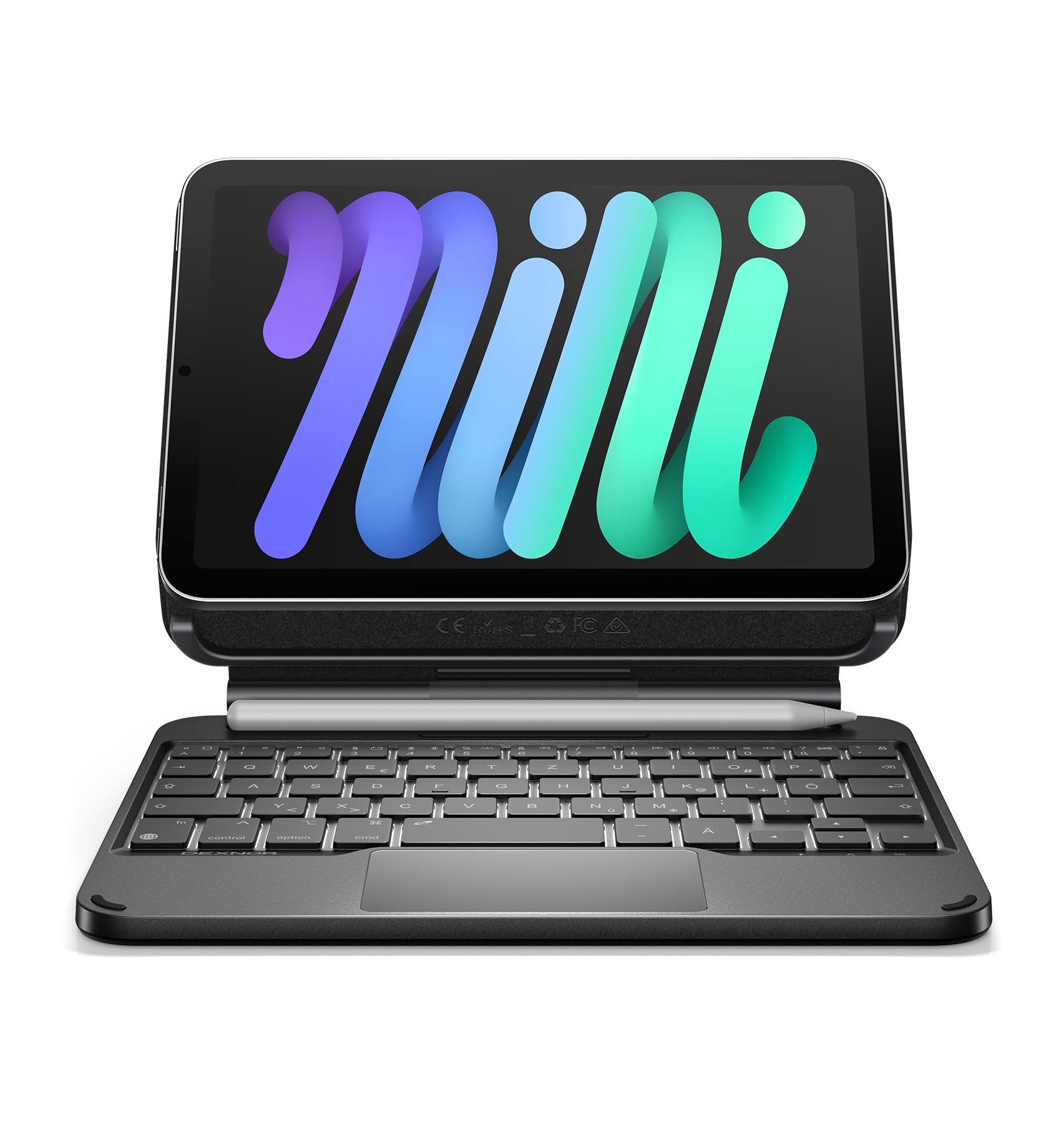Dexnor Tastatur Hülle für iPad mini 6/7, Magnetische Schwimmender Cantilever-Ständer mit Trackpad Stifthalter Hintergrundbeleuchtung für iPad mini 7/6 Generation 8,3 Zoll 2024/2021 QWERTZ, Schwarz