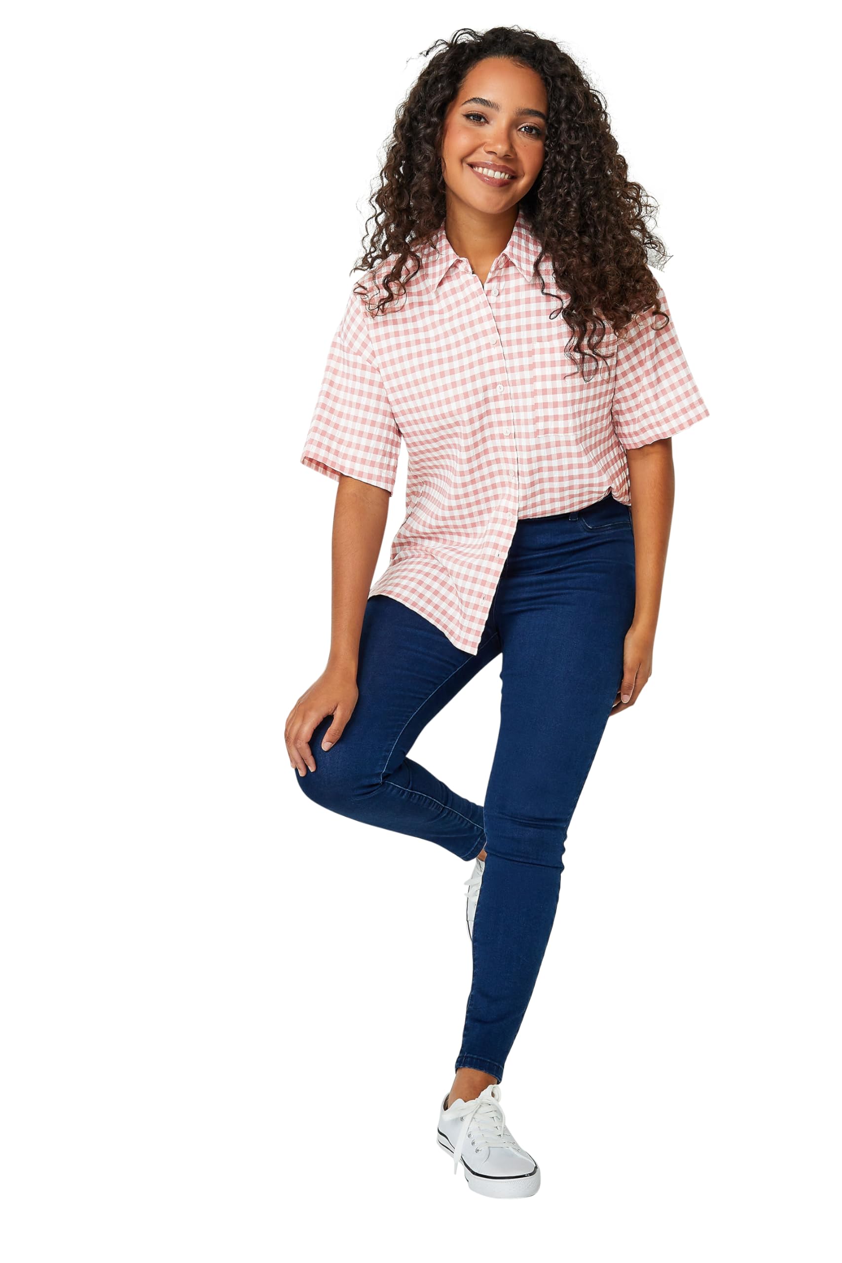 M&Co Pink Gingham Print Shirt