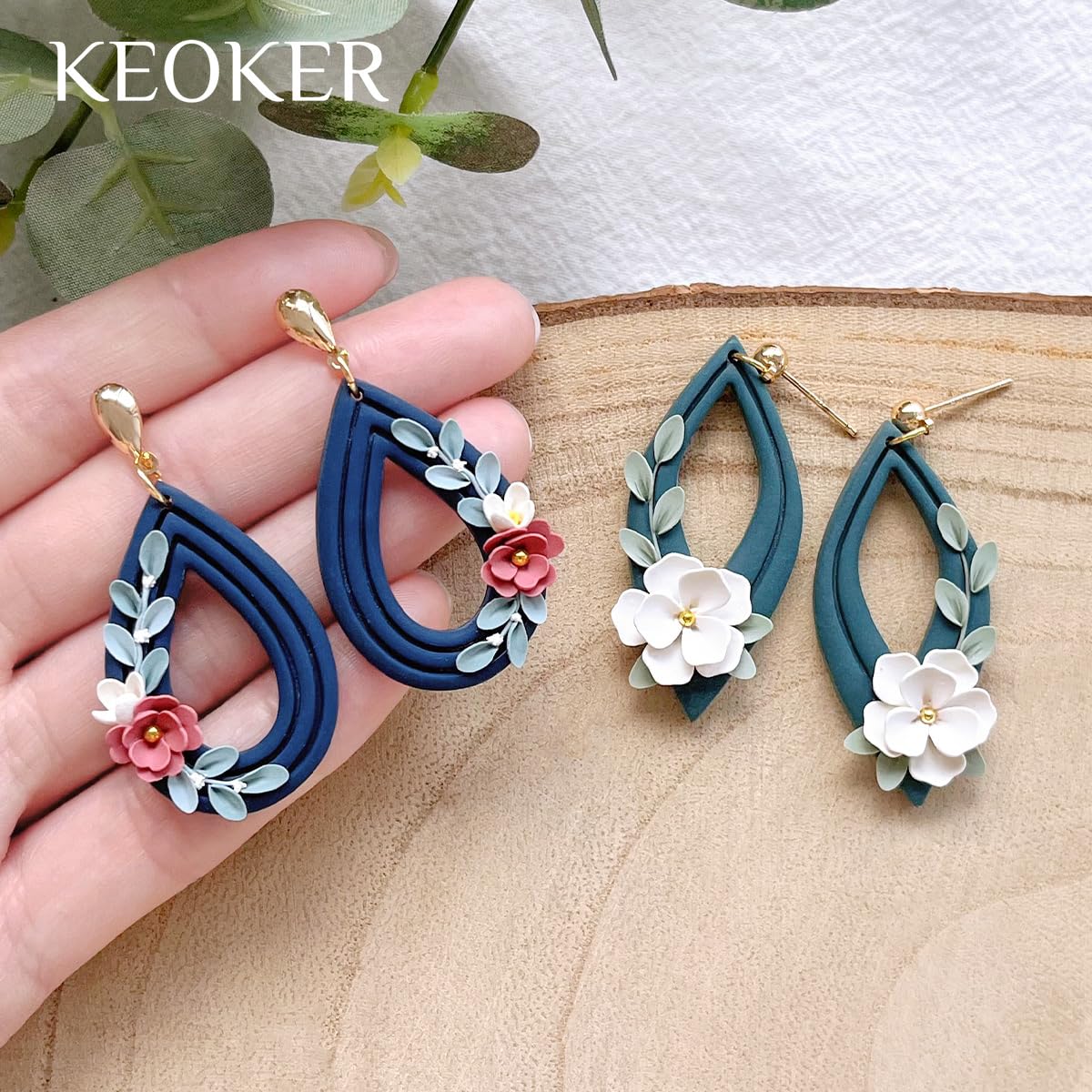 Keoker Lot de 12 emporte-pièces en argile de forme organique, cercles concentriques pour bijoux en argile polymère (couleur extrudée)