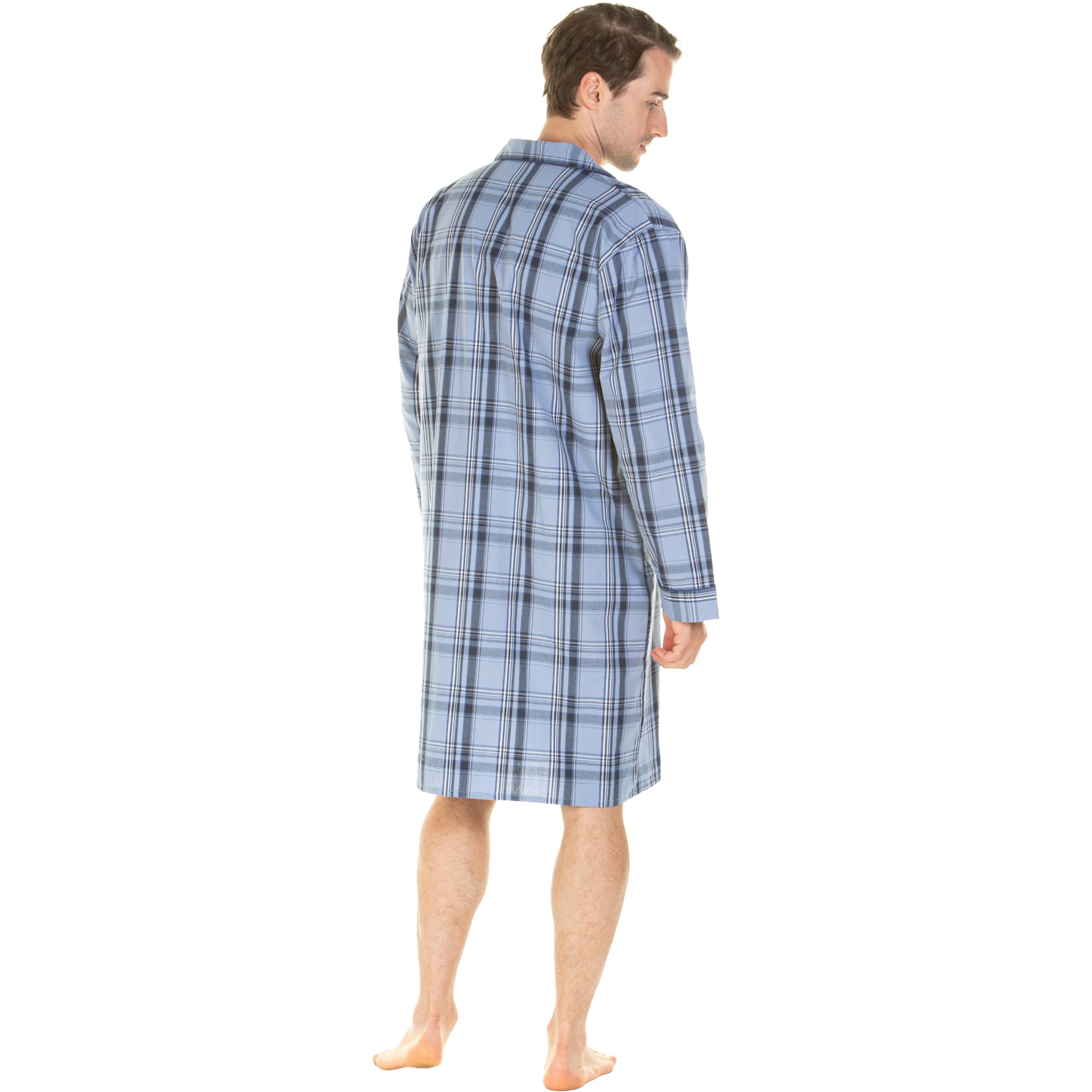 Haigman Men's Yarn-dyed Cotton Rich Poplin Night Shirt Camisa de Noche Hombre