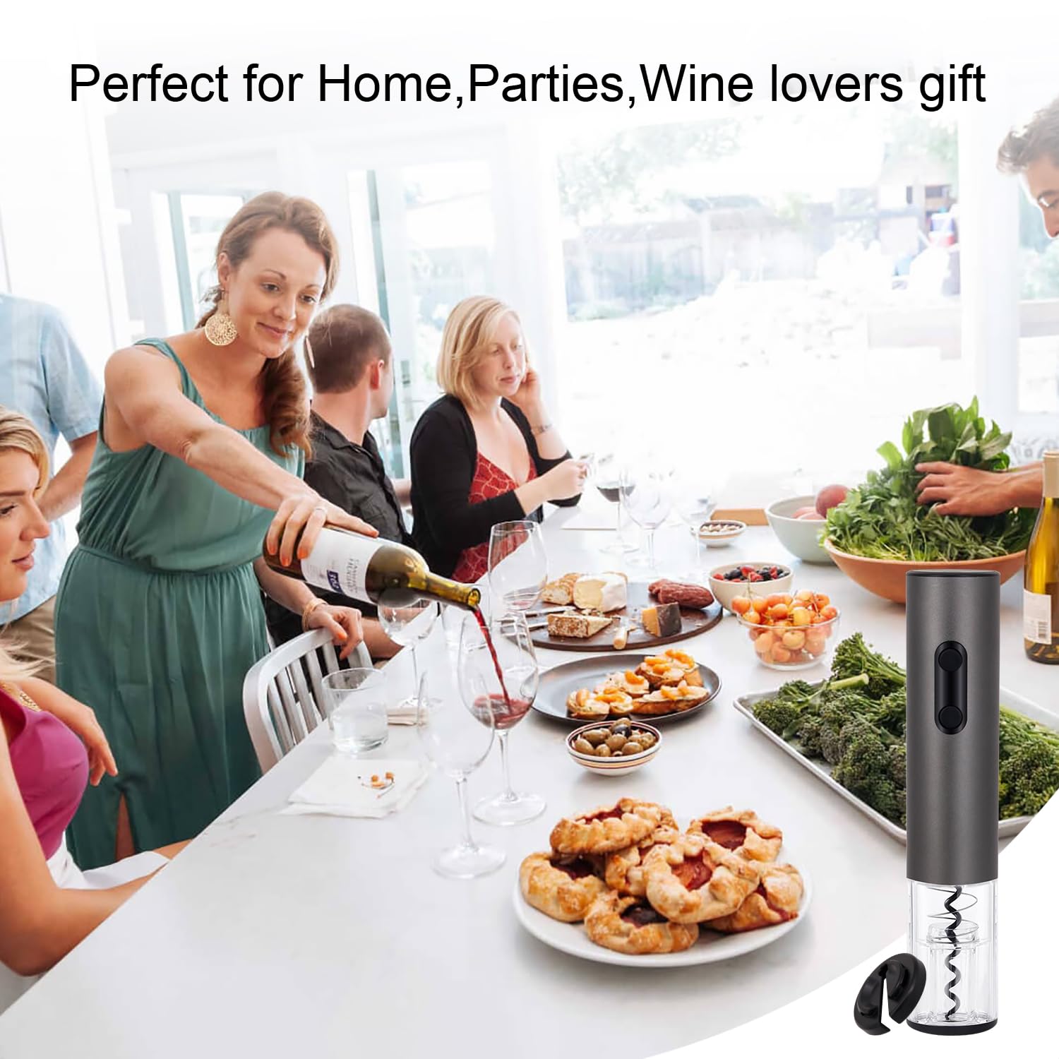Abridor de vino eléctrico, sacacorchos de vino automático recargable con cortador de lámina, abrelatas de vino de carga tipo C con luz LED para fiesta en casa 6
