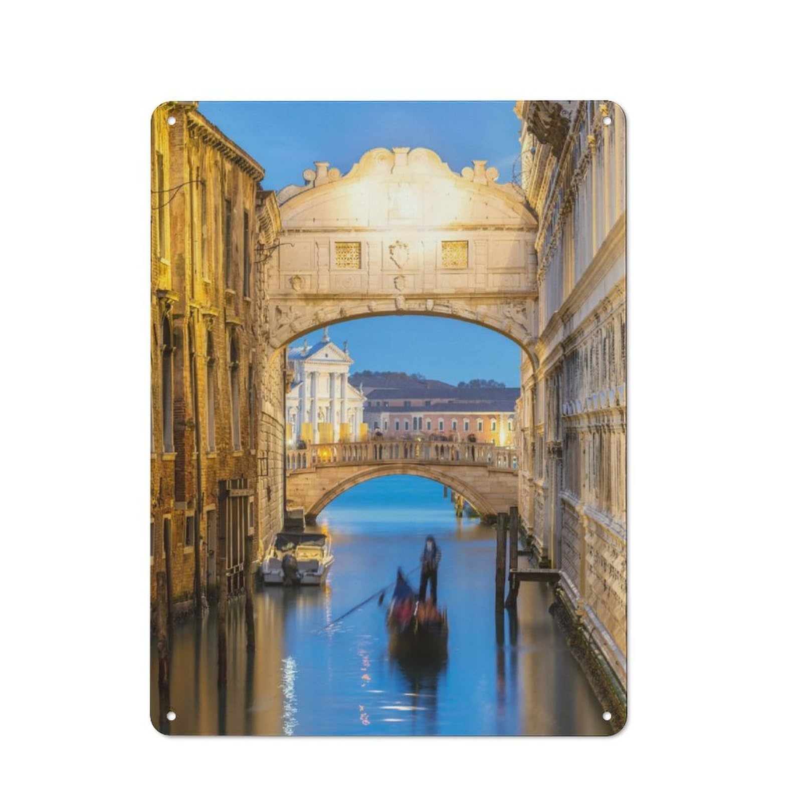 Junmoney Bridge Of Sighs Venice Rustic Tin Sign 40X30cm For Living Room Or Hallway, A Metal Wall Feature For Living Rooms And Hallways