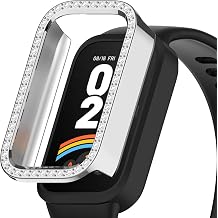Bling Bumper Compatible for Xiao Mi Smart Band 9 Active Case,Women Men Glitter Diamond Rhinestone Protector Cover for Xiao Mi Smart Band 9 Active Smartwatch Silver