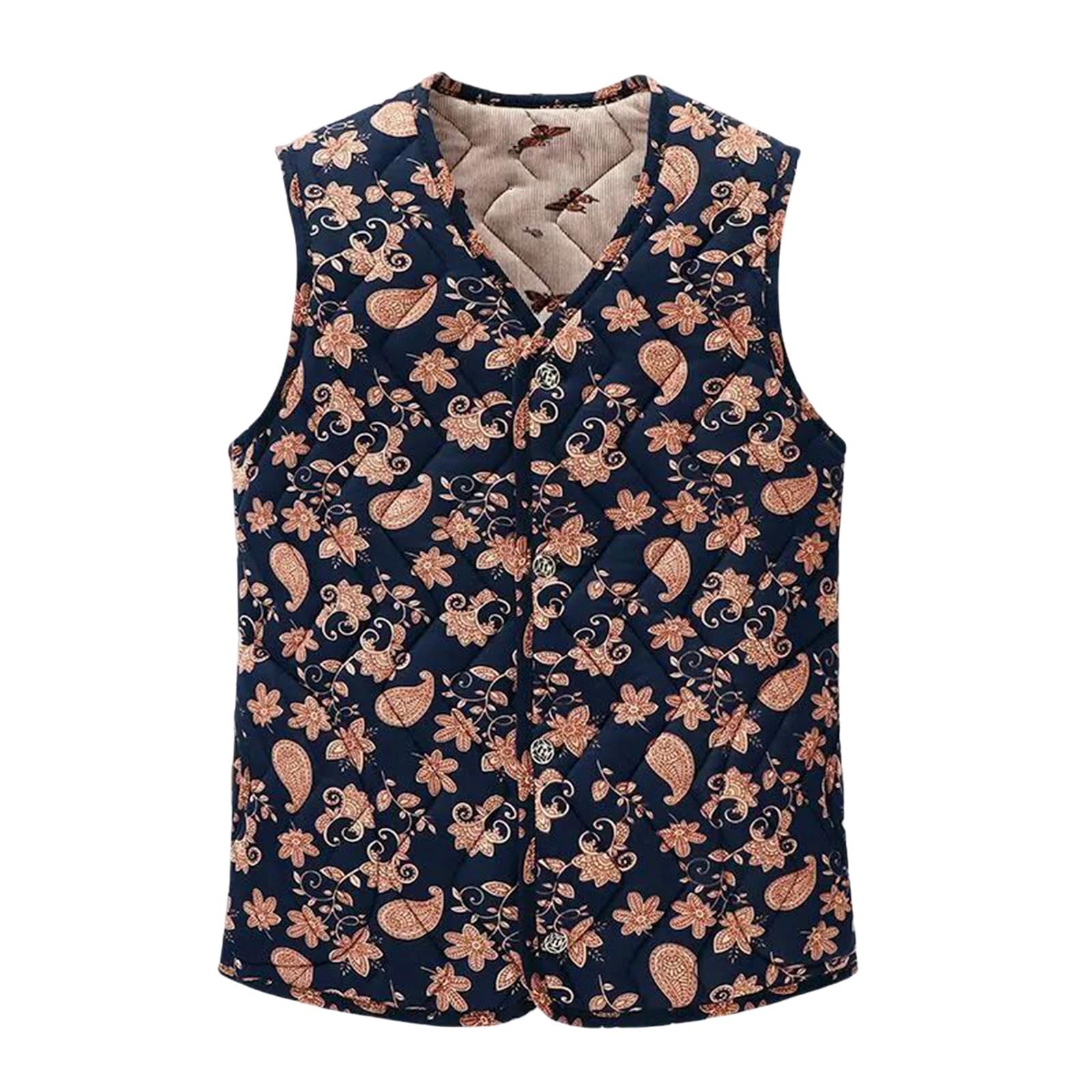 Chaleco de algodón grueso para mujer de estilo chino chaleco acolchado sin mangas 7