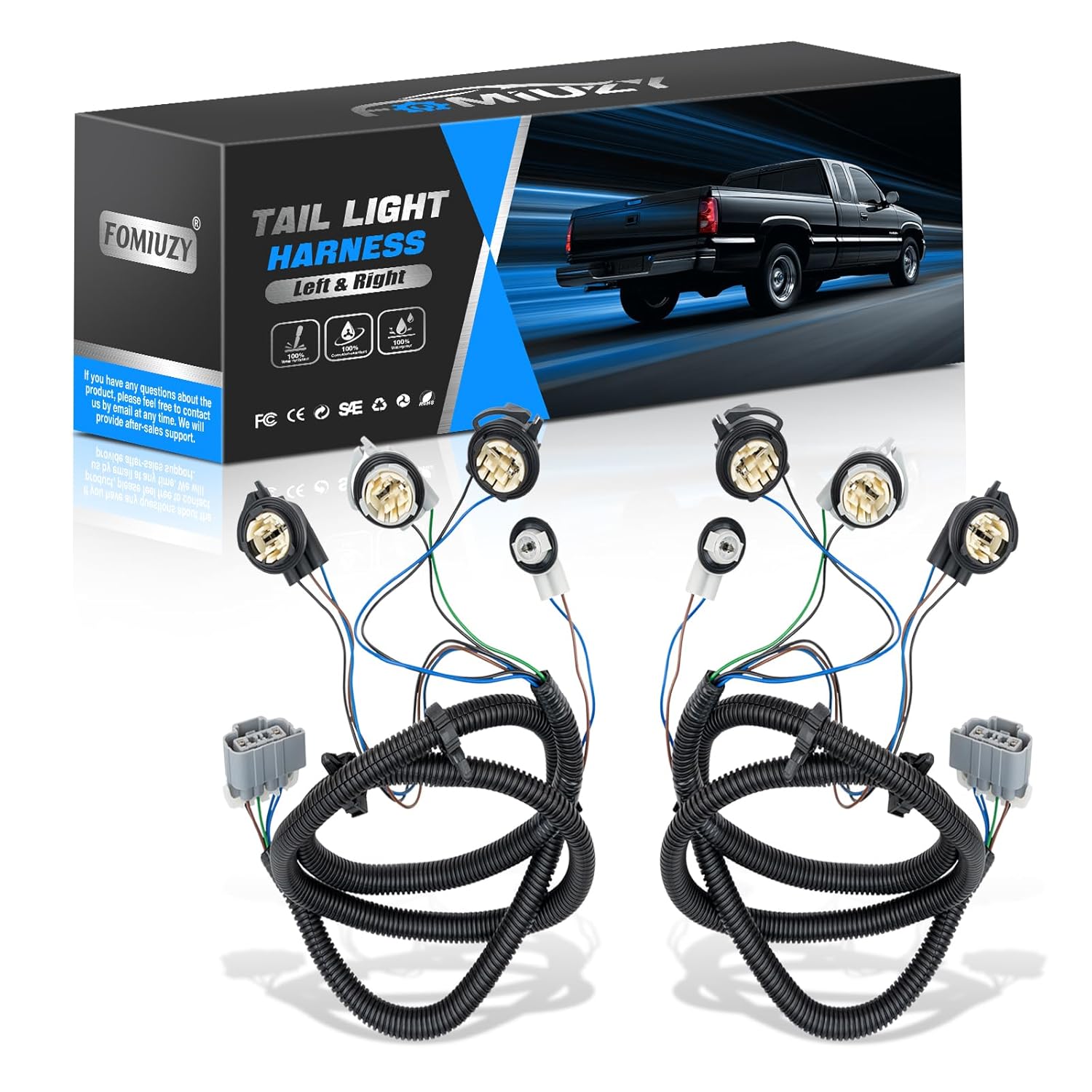 WEILEITE Left Driver and Right Passenger Side Tail Light Direct Wiring Harness Kit Compatible with Chevy Silverado 1500 1500HD 2500HD 3500 2003-2007 Replace 16531401 16531402