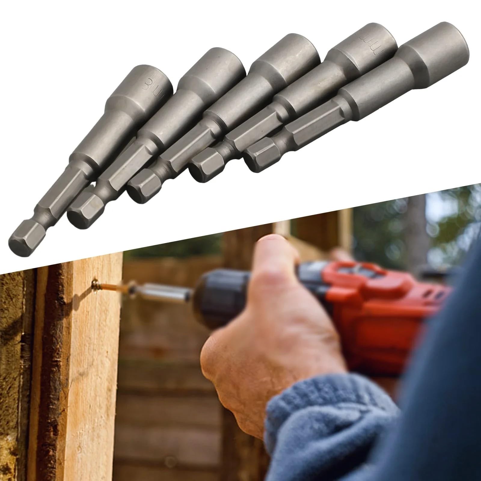 5 sztuk pogłębić uderzenia adapter gniazda 8mm zestaw śrubokrętów nasadowych 1/4 Cal śrubokręt z chwytem Zestaw przedłużek