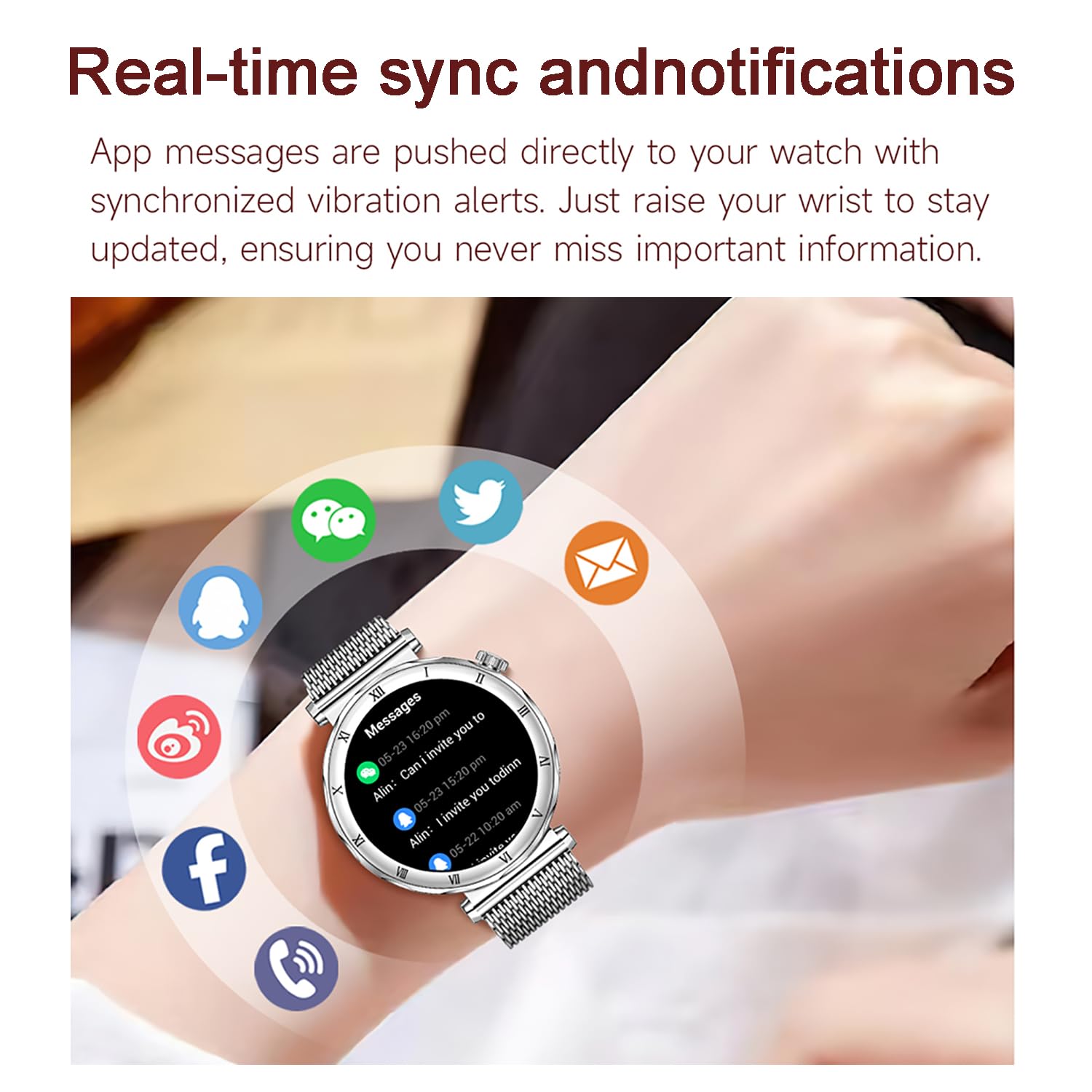 Reloj inteligente para mujer AMOLED de 1,19 pulgadas con función de teléfono, monitor de sueño en el corazón, presión arterial SpO2, modo multideporte, reloj de fitness, resistente al agua, correa de