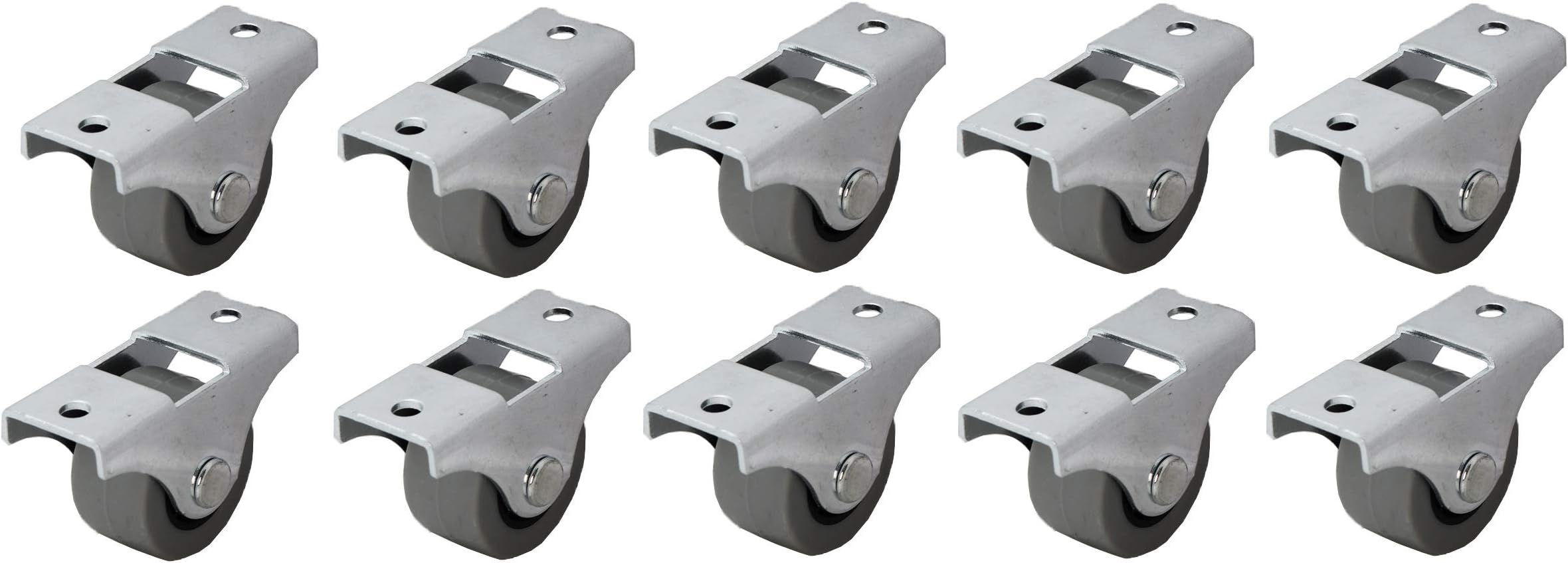 1" (25mm) Rubber Plastic Castor Wheels with Metal Plate for Trolley, Furniture Caster (Set of 10) DEXO