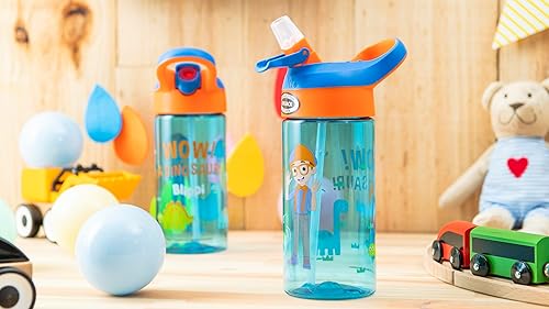 Miniatura 8 de Zak Designs Blippi - Botella de agua para niños con cubierta de boquilla y bucle de transporte integrado hecha de plástico duradero diseño de