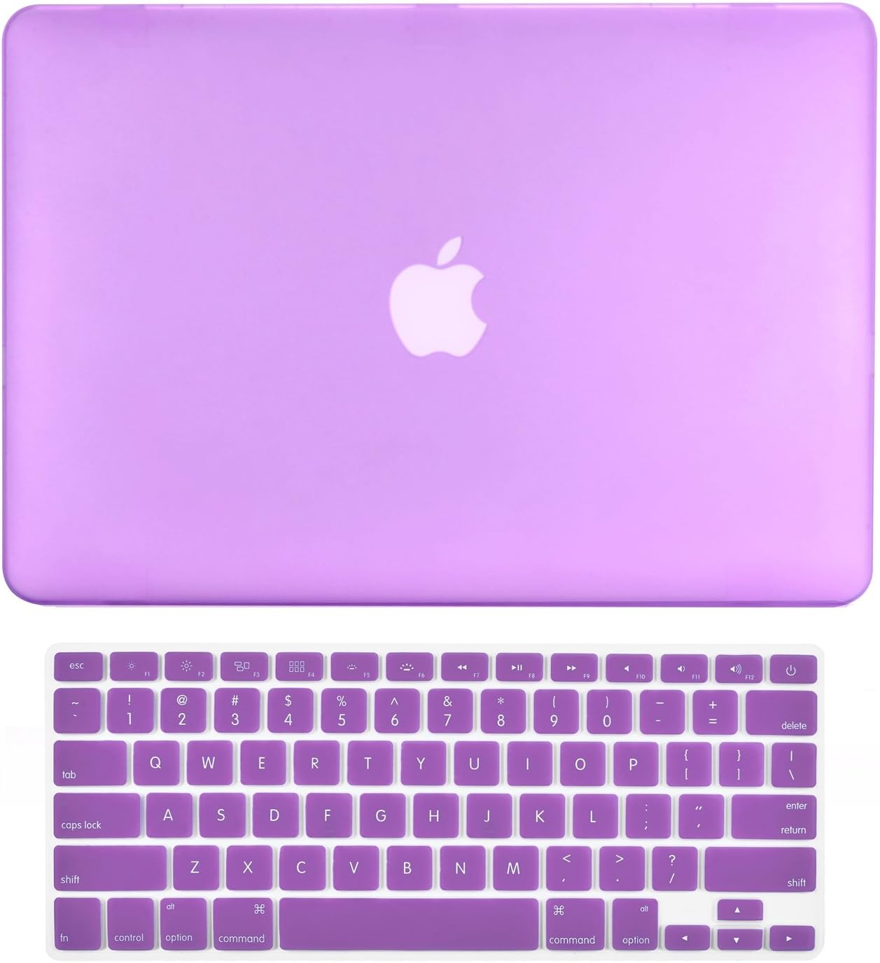 TOP CASE - 2 in 1 Signature Bundle Rubberized Hard Case + Keyboard Cover Compatible MacBook White Unibody 13" (A1342 / Oct 2009-2011) - Purple