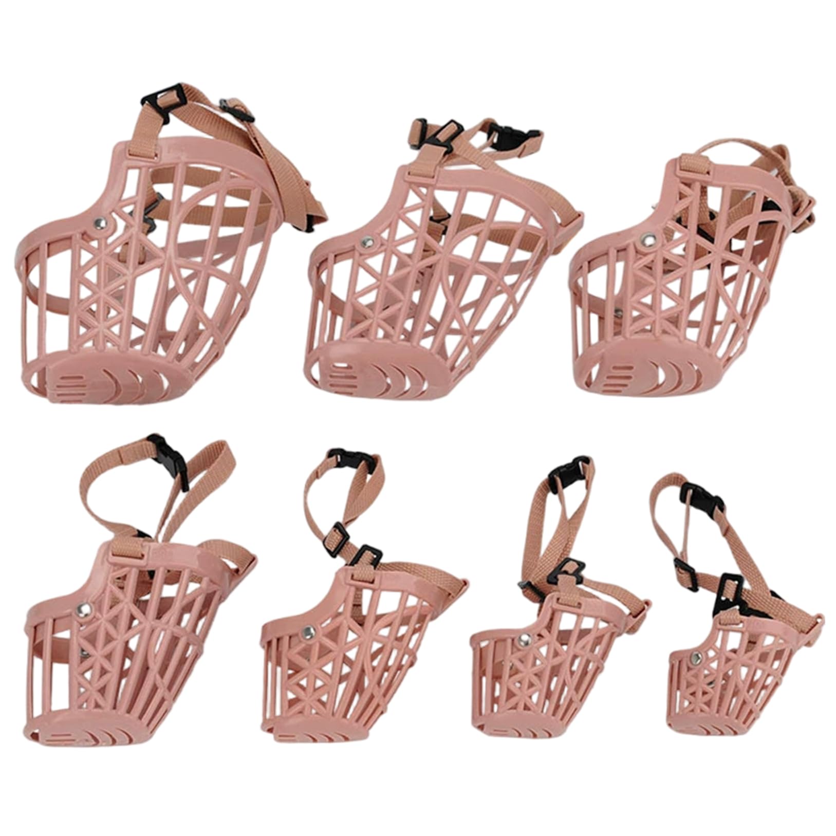 Lawnrden Plastic Dog Muzzle, 7Pcs Dog Muzzles Anti Biting Adjustable Plastic Breathable Basket Muzzle for Dogs for Small, Medium, Large & Extra Puppies
