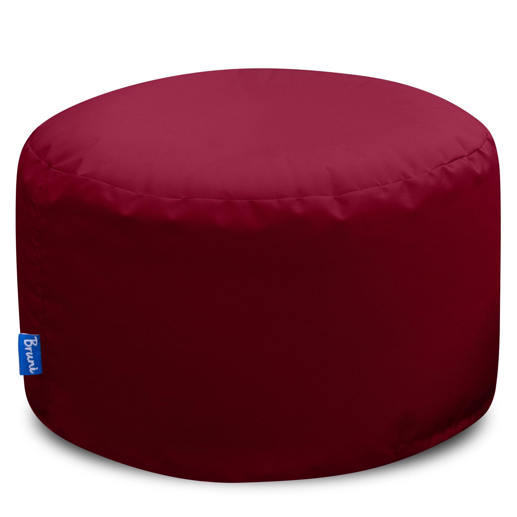 Bruni Pouf Rotondo L Bordeaux – Pouf poggiapiedi per interni ed esterni, Sgabello a sacco con imbottitura in perle EPS, Cuscino rotondo da Yoga e meditazione, Fodera lavabile