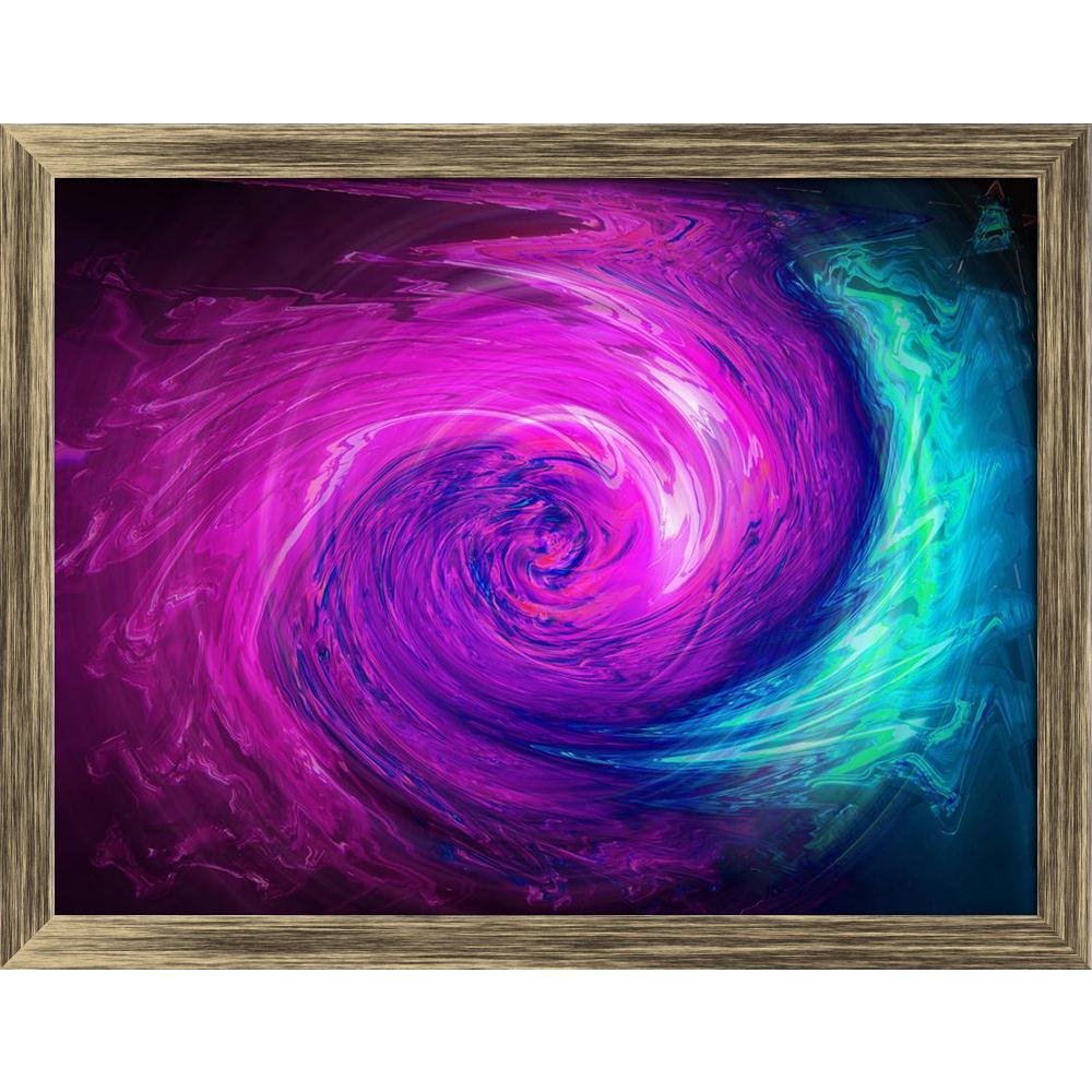 Pitaara Box Abstract Pink & Blue Electric Lights Swirl | Canvas Painting for Bedroom & Living Room | Antique Golden Frame | 15.7 x 12 inch (40 x 30 cms)