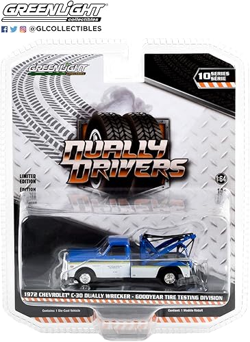 Miniatura 2 de Greenlight 46100-B Dually Drivers Series 10-1972 Chevy C-30 Dually Wrecker - División de Pruebas de Neumáticos Escala 164 Diecast